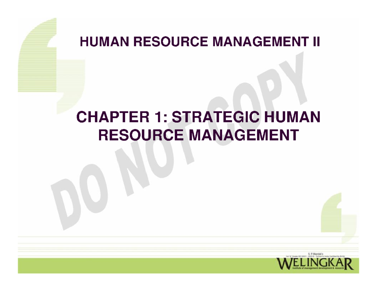 SHRM -Ch1 Ppt HRM 2 - CHAPTER 1: STRATEGIC HUMAN RESOURCE MANAGEMENT ...