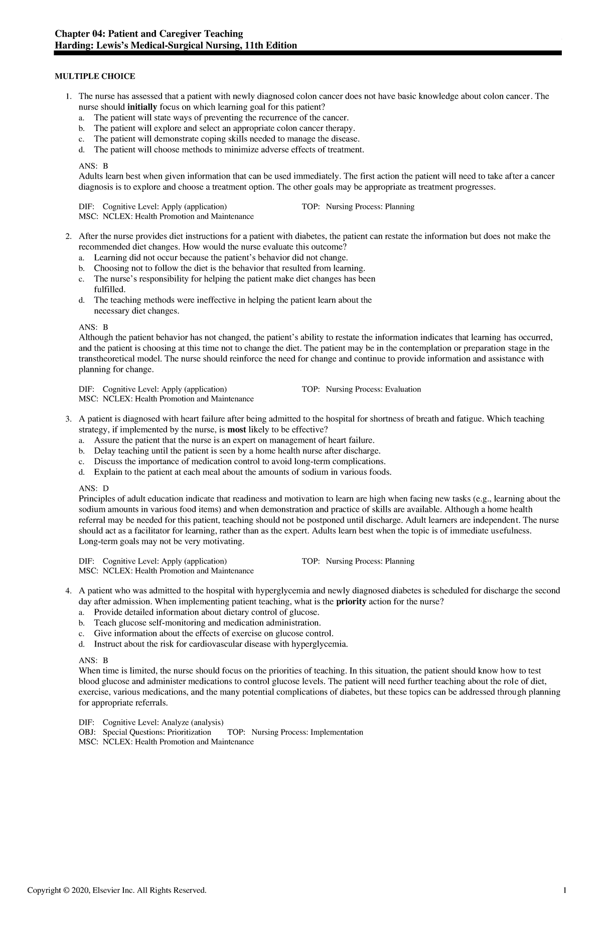 Exam View - CH0004 Harding 11e TB - Chapter 04: Patient and Caregiver ...