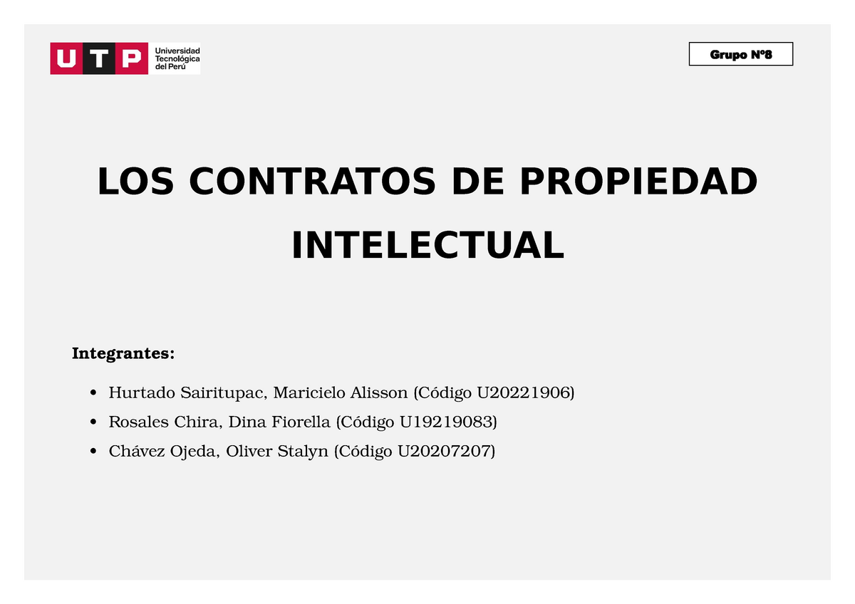 Los Contratos De Propiedad Intelectual Trabajo De Investigacion Los Contratos De Propiedad 8954