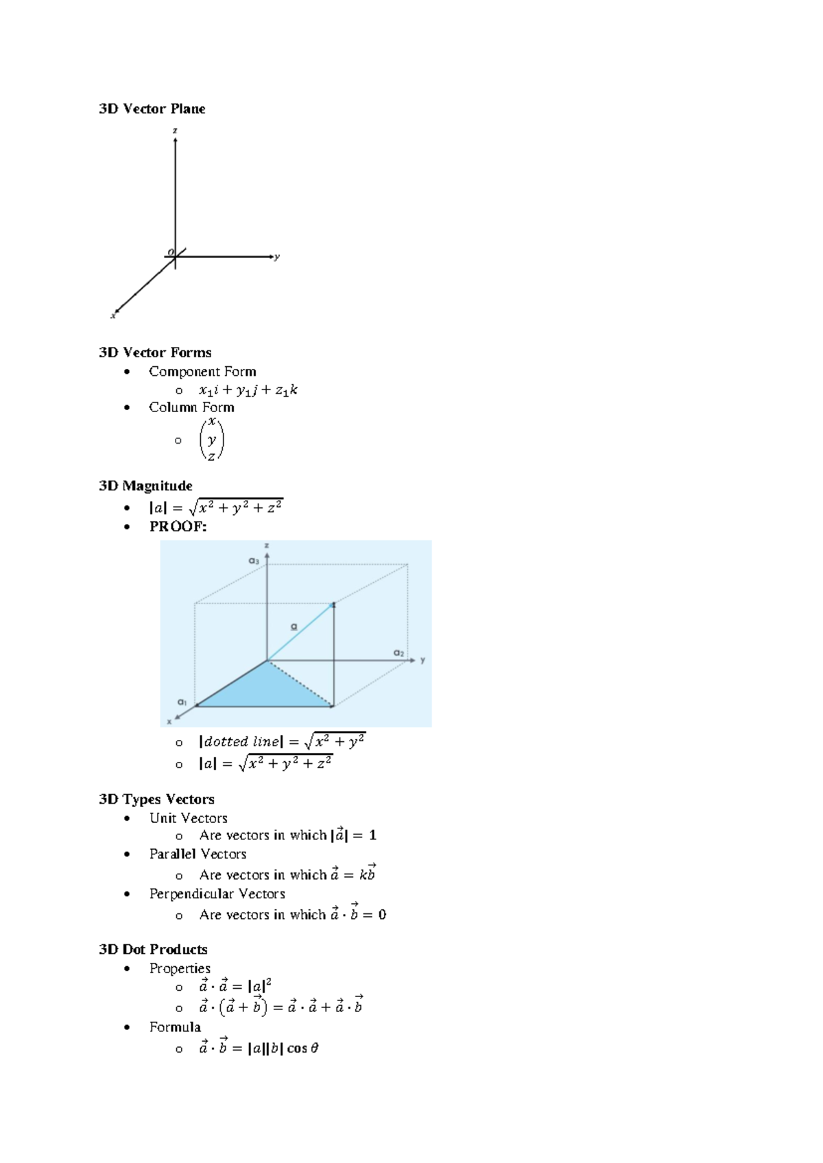 MX2 Vector Notes - 3D Vector Plane 3D Vector Forms Component Form o 𝑥 1 ...