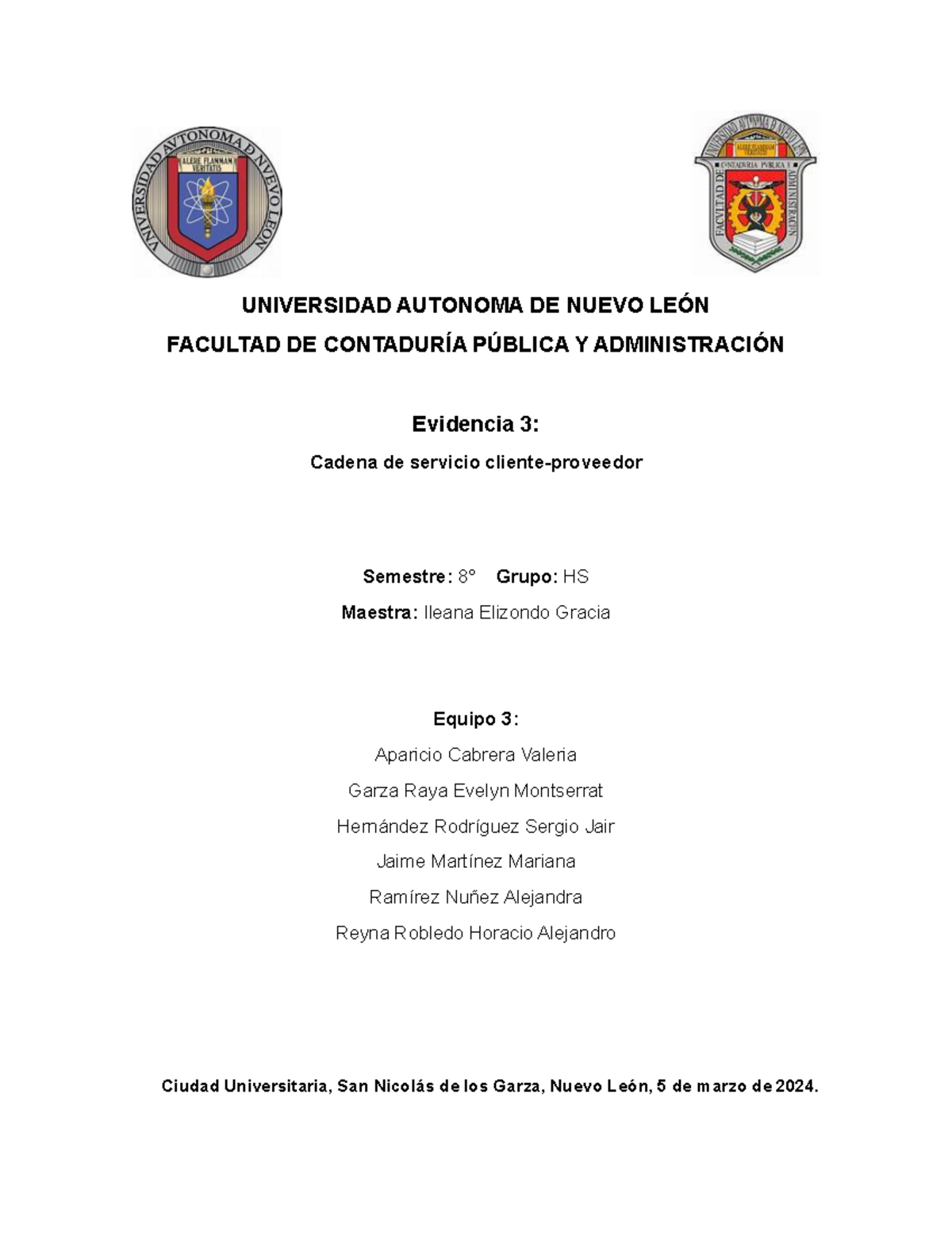Evidencia #3 - Servicio Social - UNIVERSIDAD AUTONOMA DE NUEVO LEÓN ...