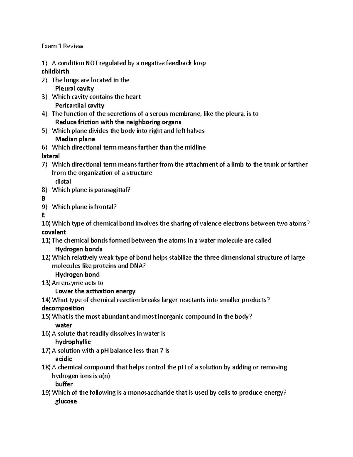 Exam 1 Review - Study Guide For Exam 1 - Exam 1 Review A Condition NOT ...