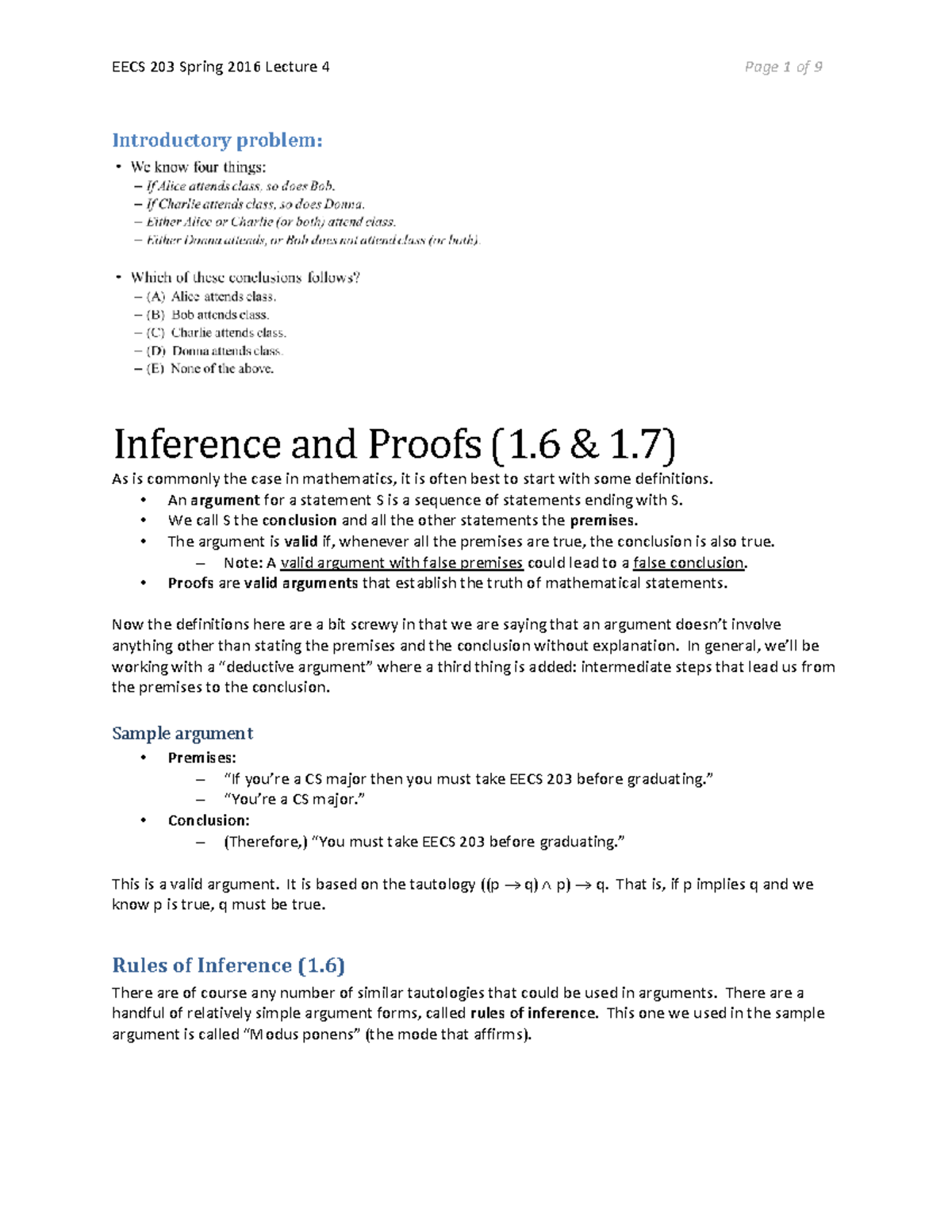 Rules Of Inference And Proof - Introductory Problem: Inference And ...