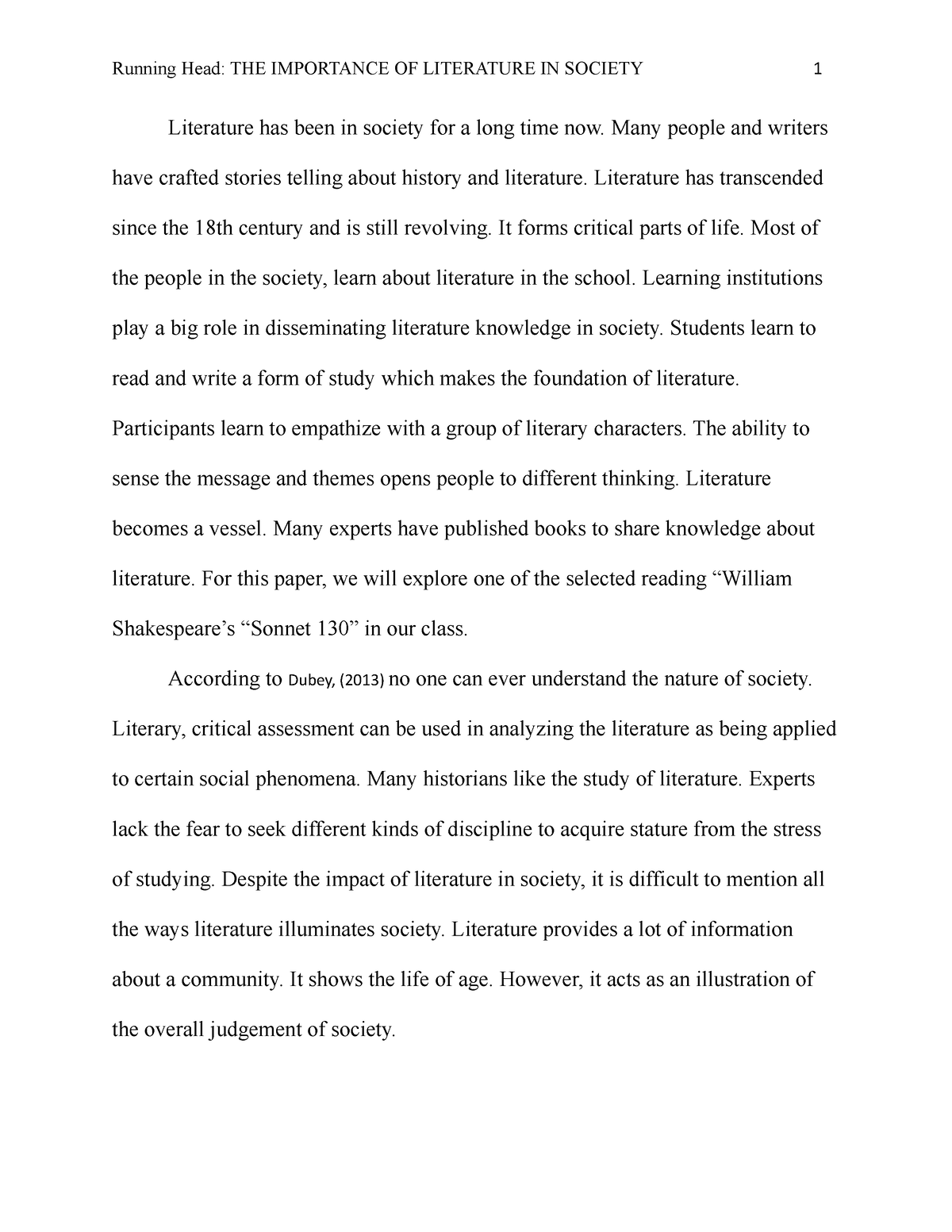 what is the role of literature in society essay