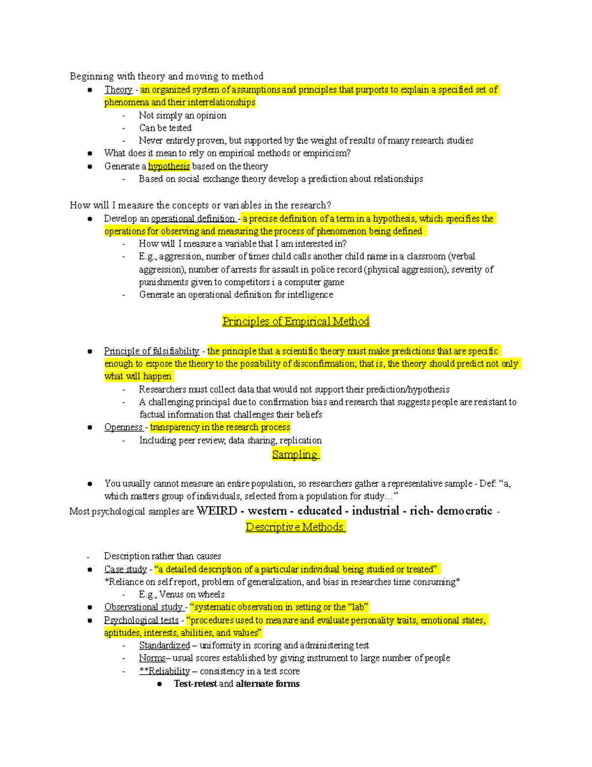 Psychology class notes - Beginning with theory and moving to method ...