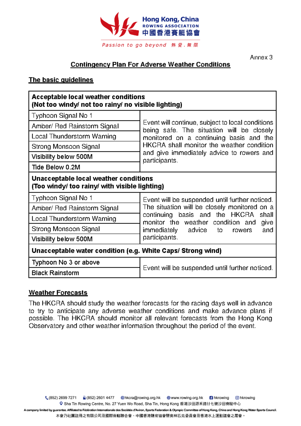 Adverse Weather Conditions - The situation will be closely monitored on ...
