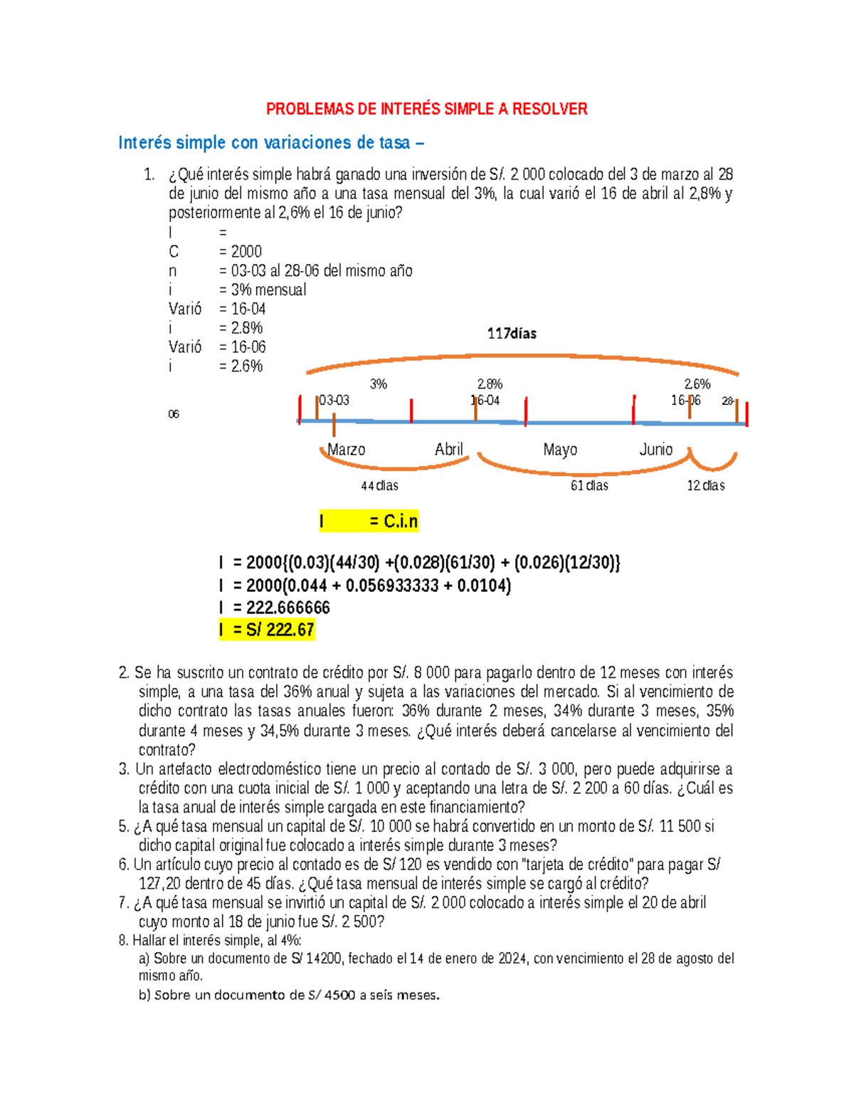 Ejercicios PARA Resolución ( Tarea) - PROBLEMAS DE INTERÉS SIMPLE A ...
