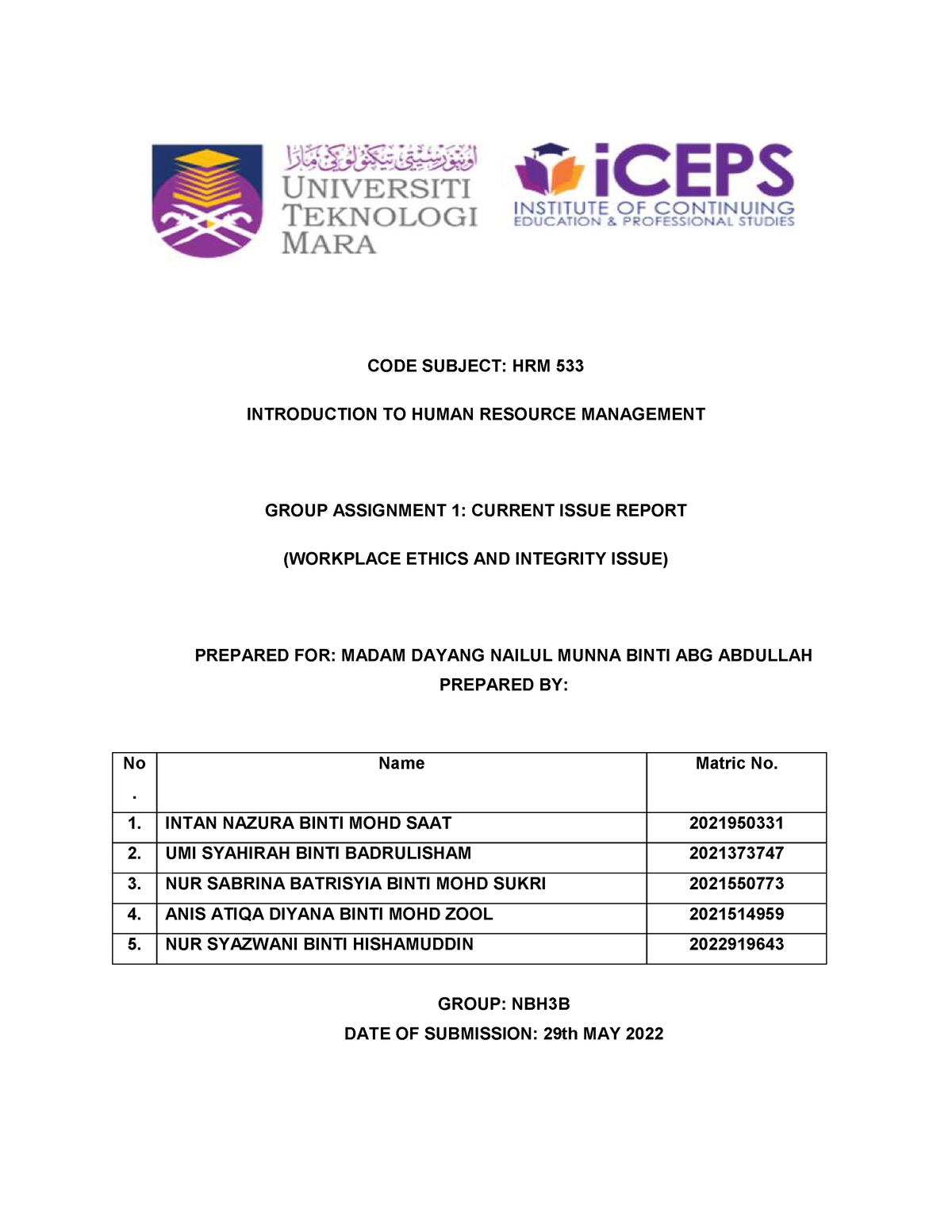 assignment hrm 533 current issue