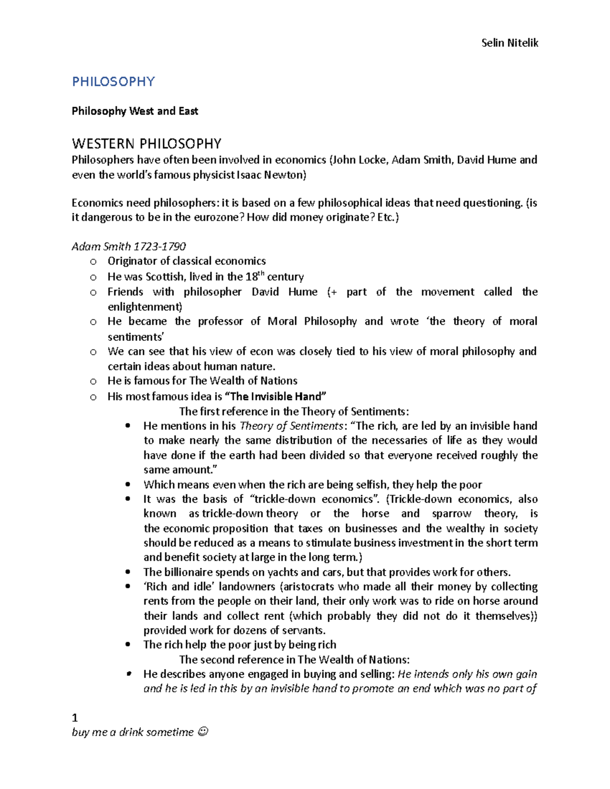 Philosophy - Notes - PHILOSOPHY Philosophy West and East WESTERN ...