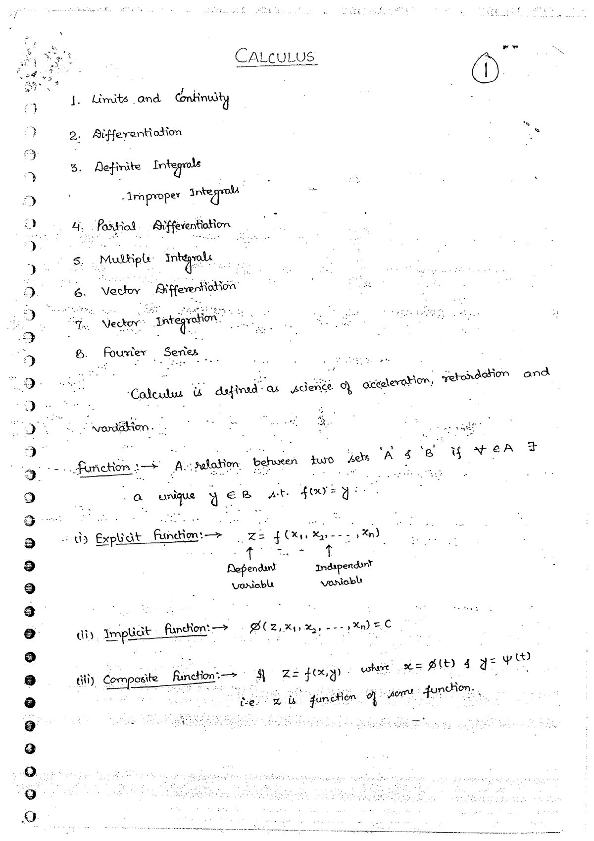 Calculus- Class- Notes - Statistical And Numerical Methods - Studocu