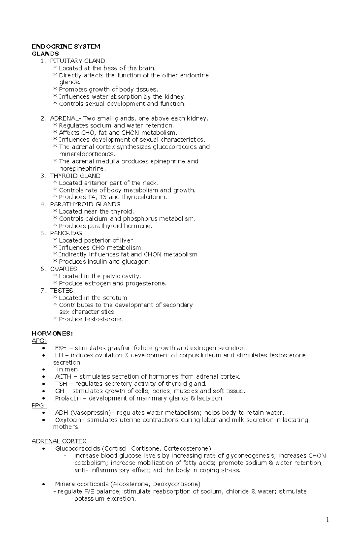 Endocrine System - Medical surgical nursing - ENDOCRINE SYSTEM GLANDS ...