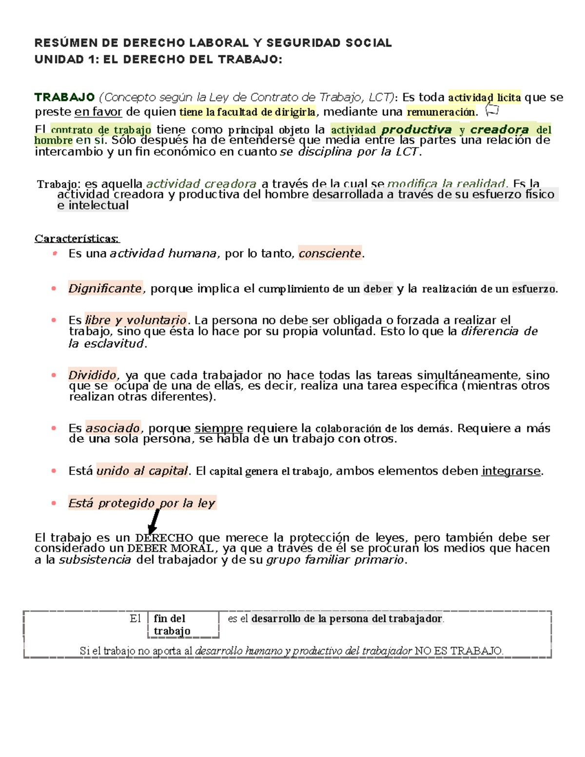 Resúmen DE Derecho Laboral Parcial 1 - RESÚMEN DE DERECHO LABORAL Y ...