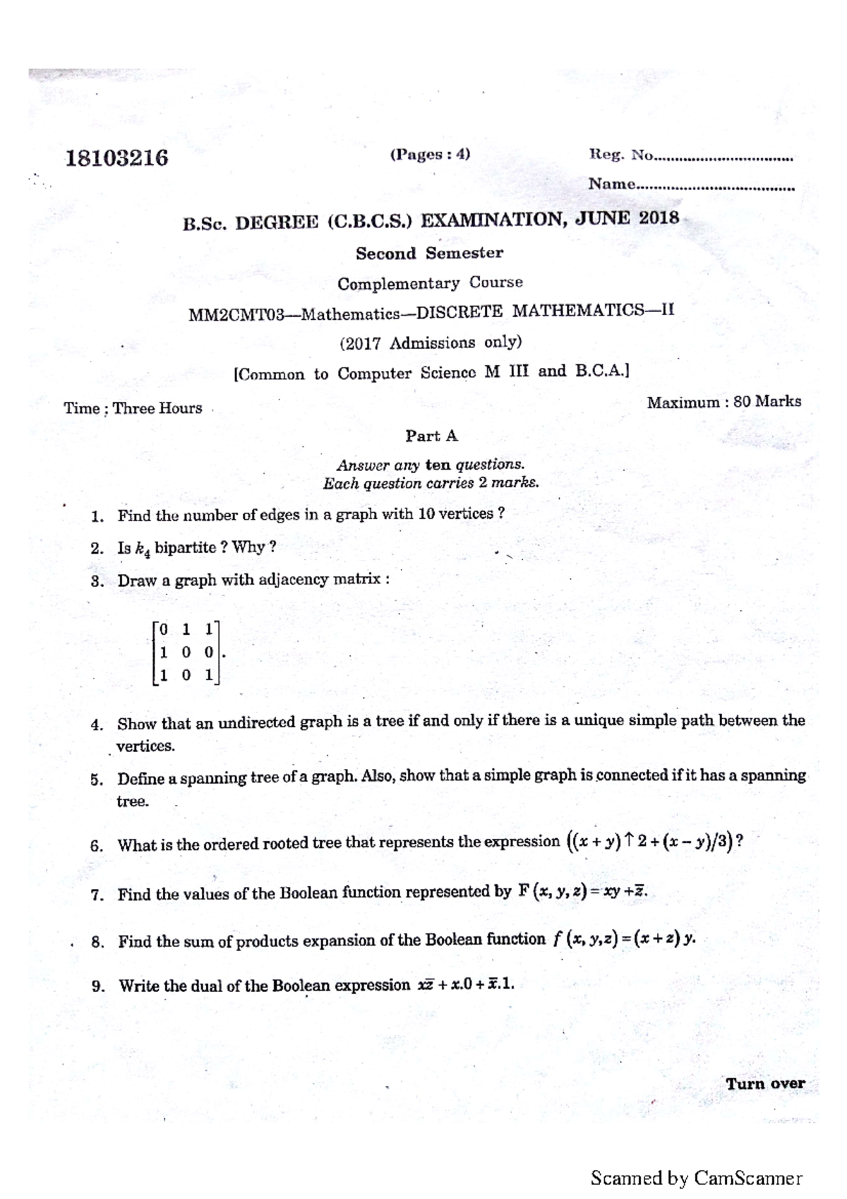 Discrete Mathematics 2018 - M.Sc.Mathematics - Studocu