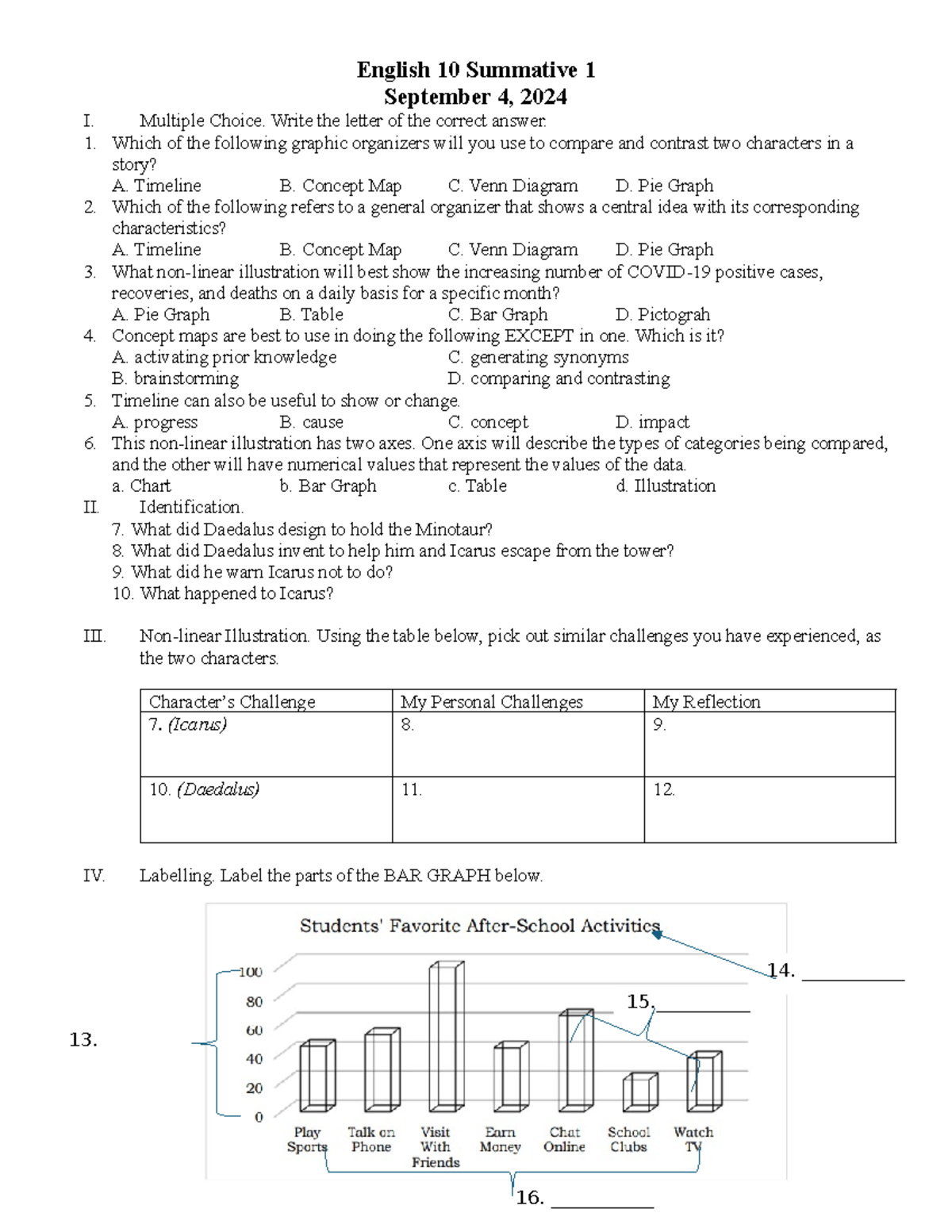 English 10 Summative 1 - 13. ____________________ English 10 Summative ...