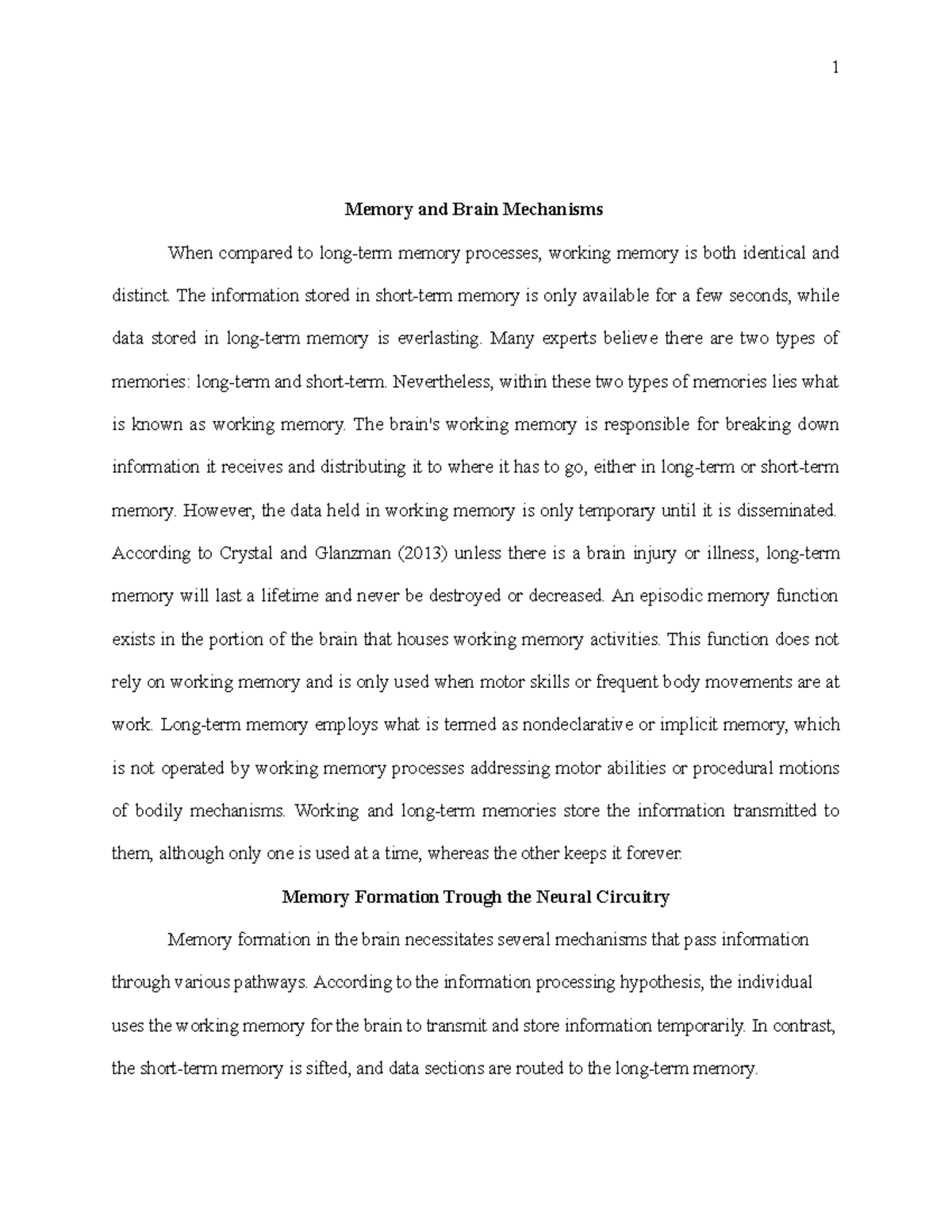 dissertation on working memory