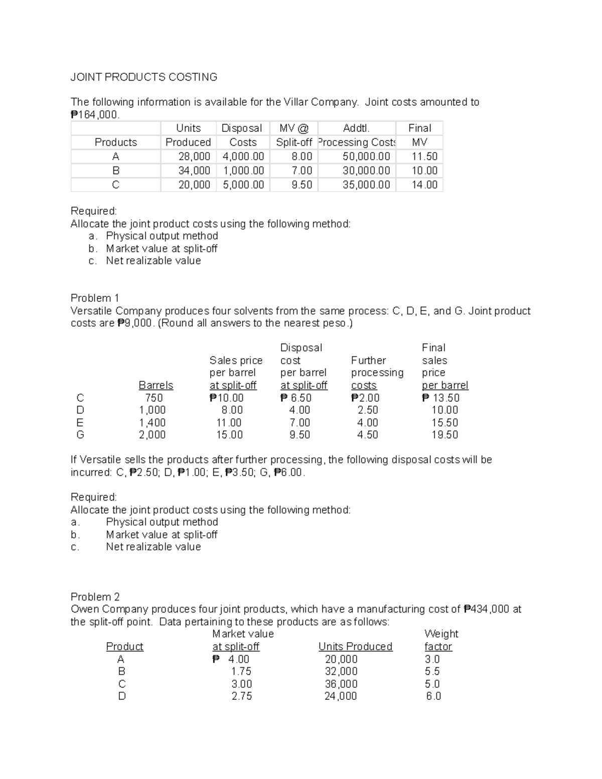 Joint-Product-Costing - JOINT PRODUCTS COSTING The following ...