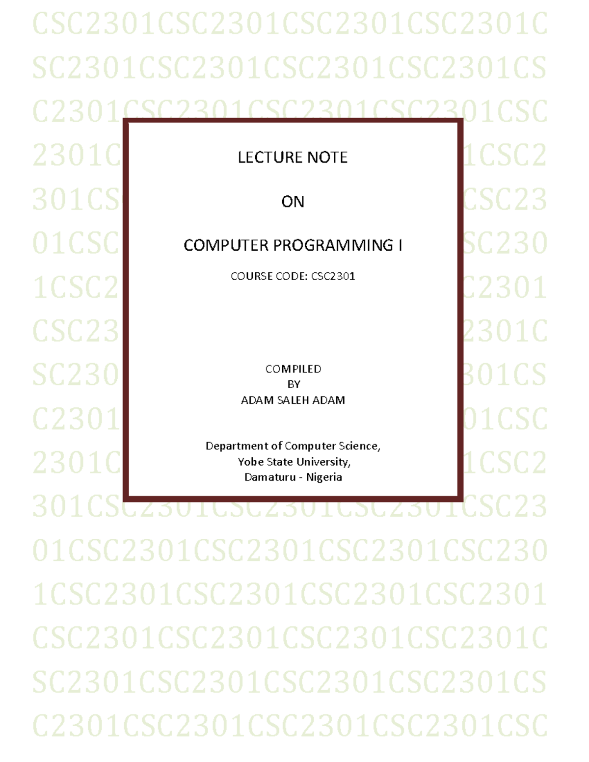 CSC2301 Note - Lecture notes 1 - Warning: TT: undefined function: 22 ...