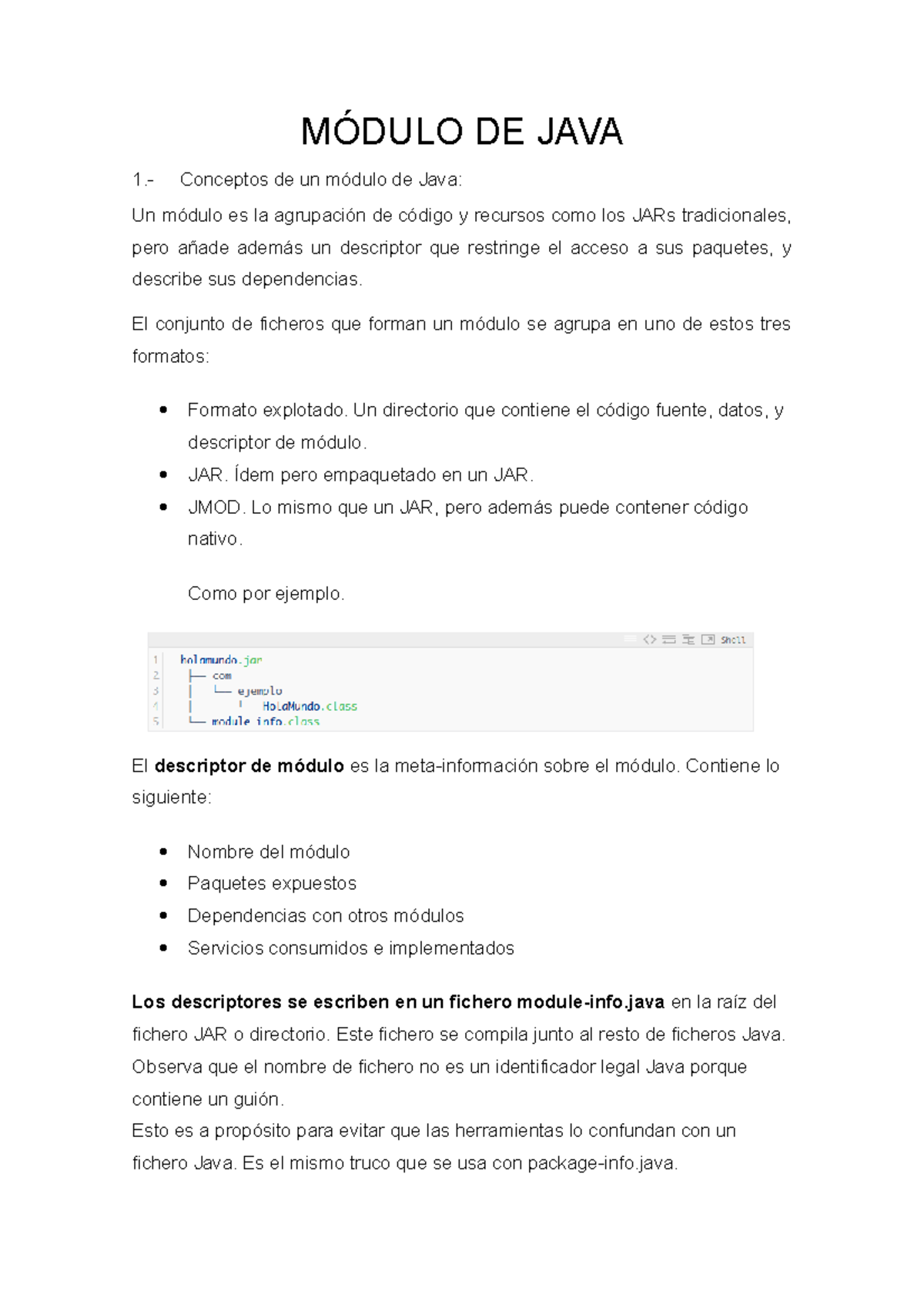 Módulo DE JAVA concepto y creacion - MÓDULO DE JAVA 1.- Conceptos de un ...