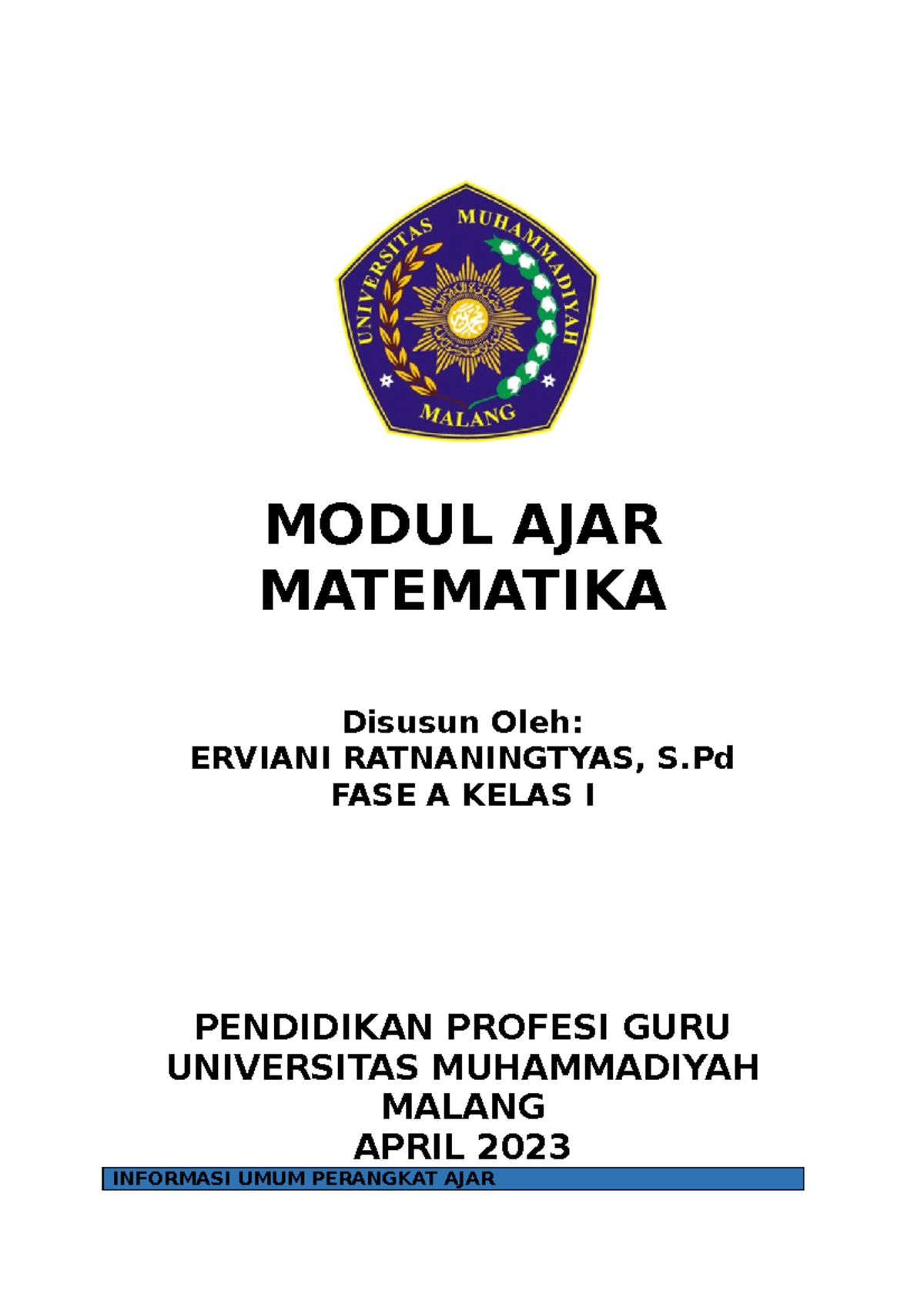 Modul Matematika 1 (hari) - MODUL AJAR MATEMATIKA Disusun Oleh: ERVIANI ...