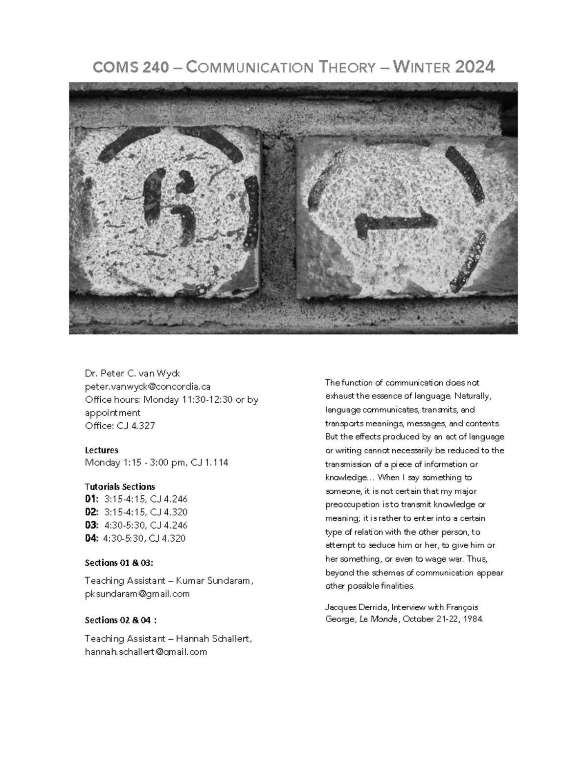 COMS 240 syllabus Winter 2024 (March 18) - COMS 240 – COMMUNICATION ...
