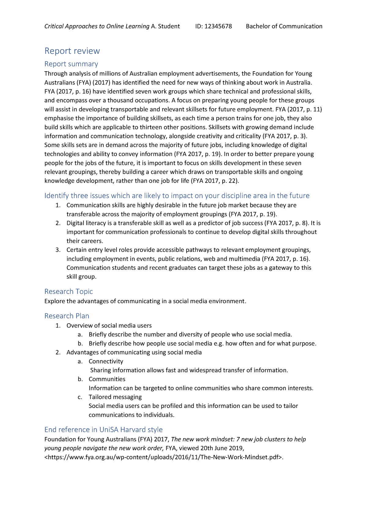 W2 Report review example SP4 2019 no ref table - Critical Approaches to ...