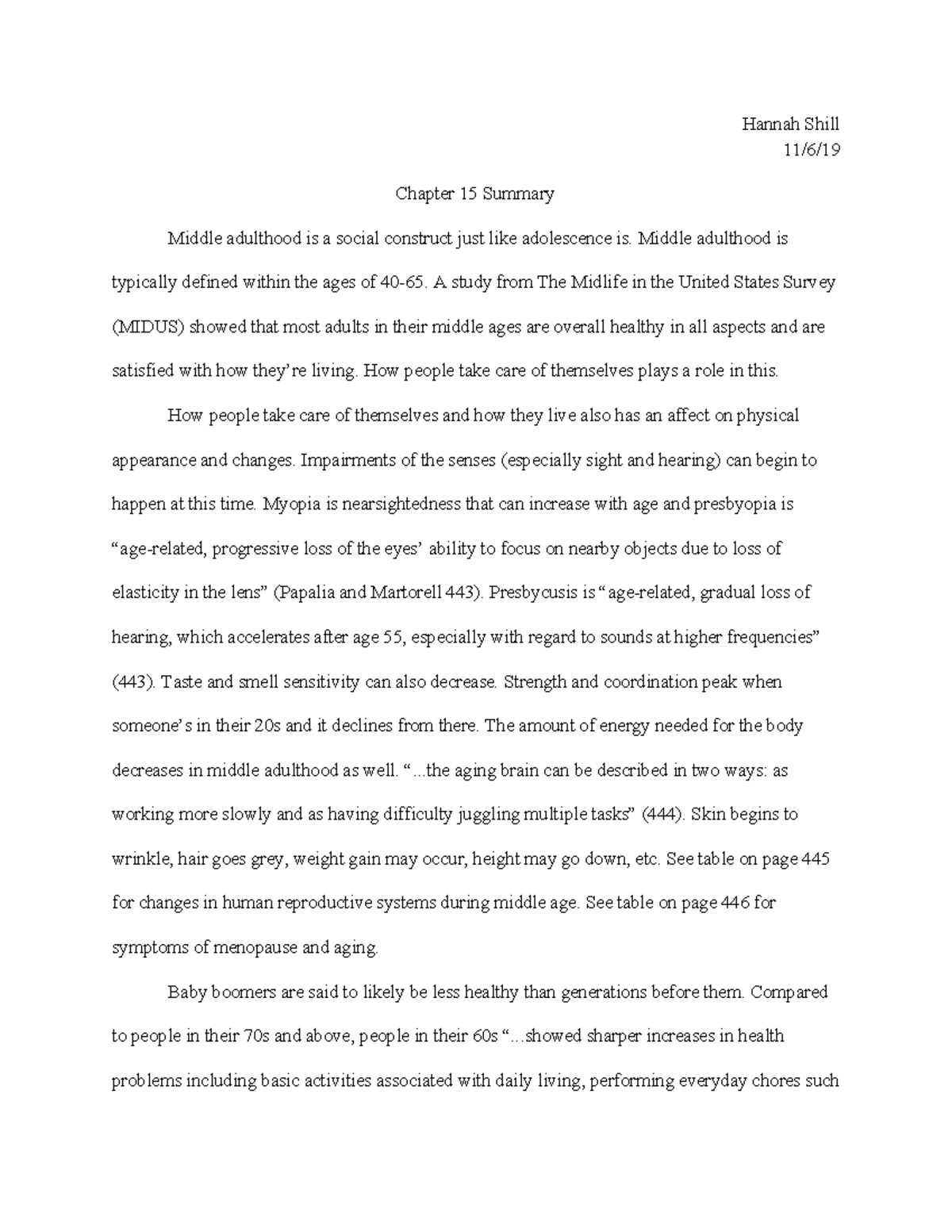 Chapter 15 Summary - prof. Ben Holland - Experience Human Development ...