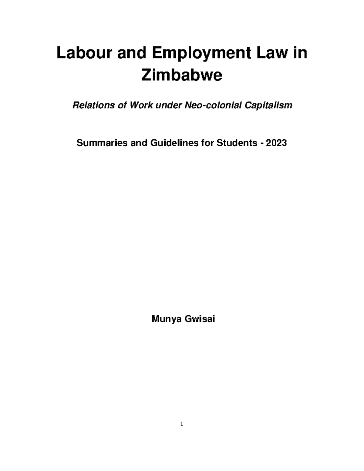 Labour Law Guidelines Students Edition 20 April 2023 Labour and