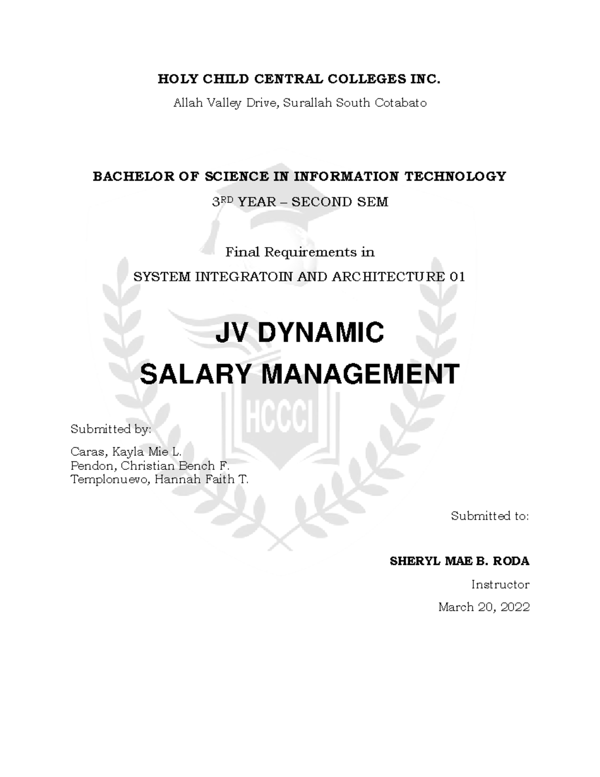 Final Group Requirements Template HOLY CHILD CENTRAL COLLEGES INC