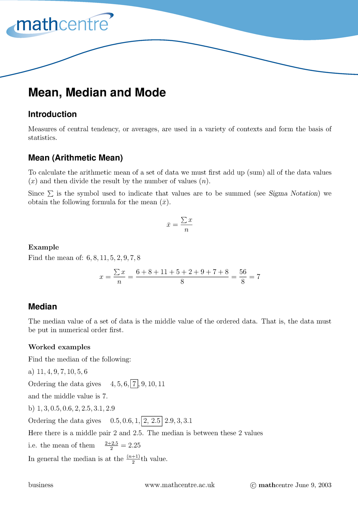 Mean Median Mode - Mean, Median And Mode Introduction Measures Of ...