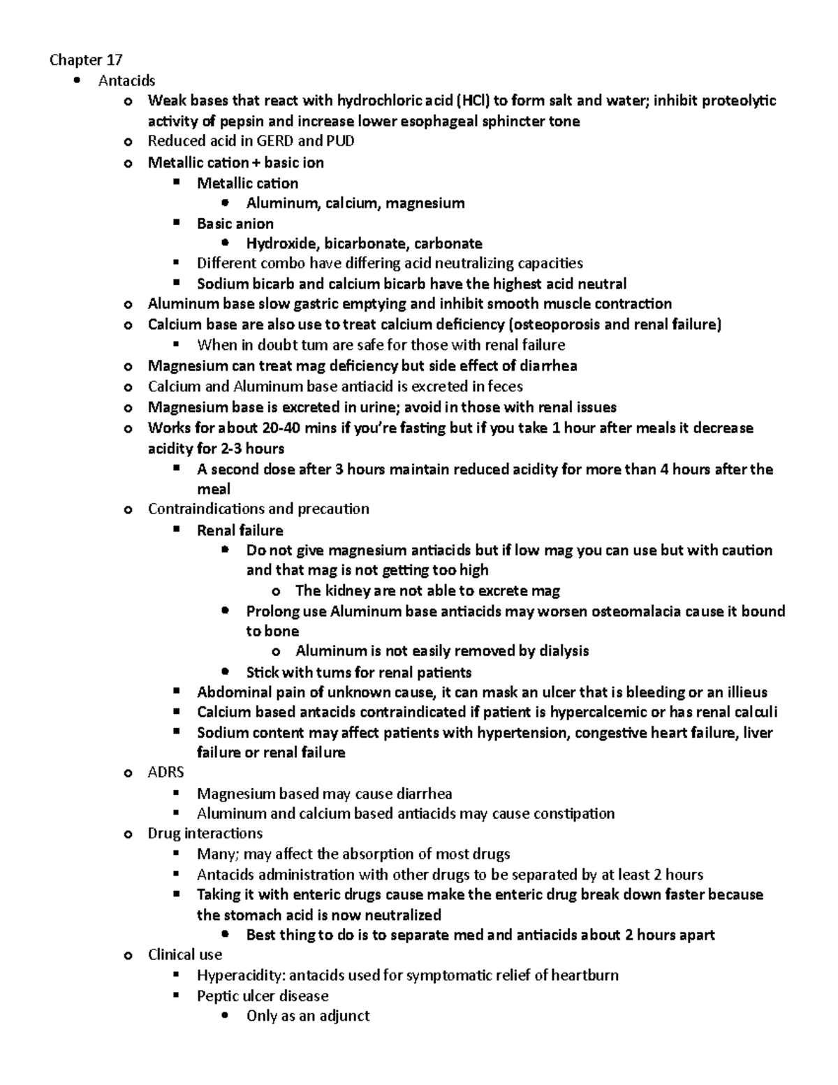 Module 11 Chapter 17 Antacids o Weak bases that react with