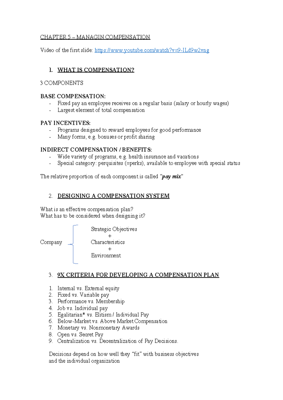 Chapter 5 - Lesson 5 Human Resources - CHAPTER 5 – MANAGIN COMPENSATION ...