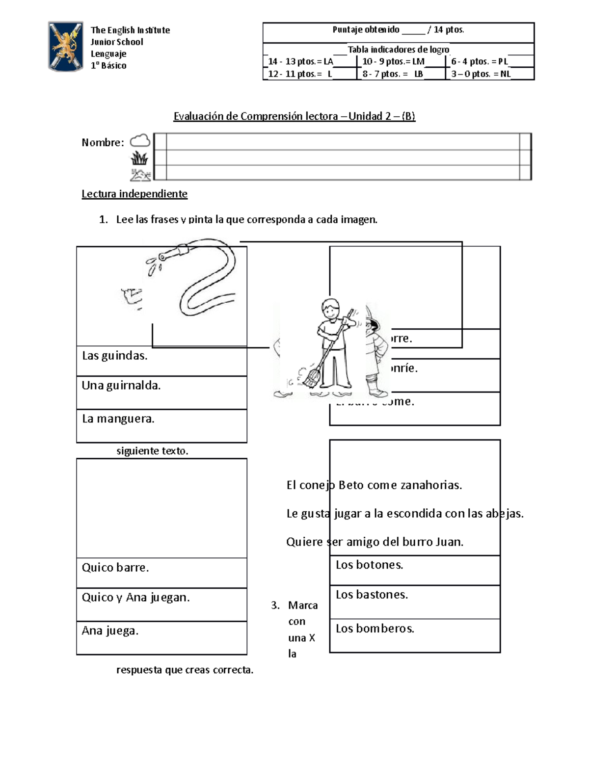 Evaluación De Comp Lectora U2 - B - Evaluación De Comprensión Lectora ...