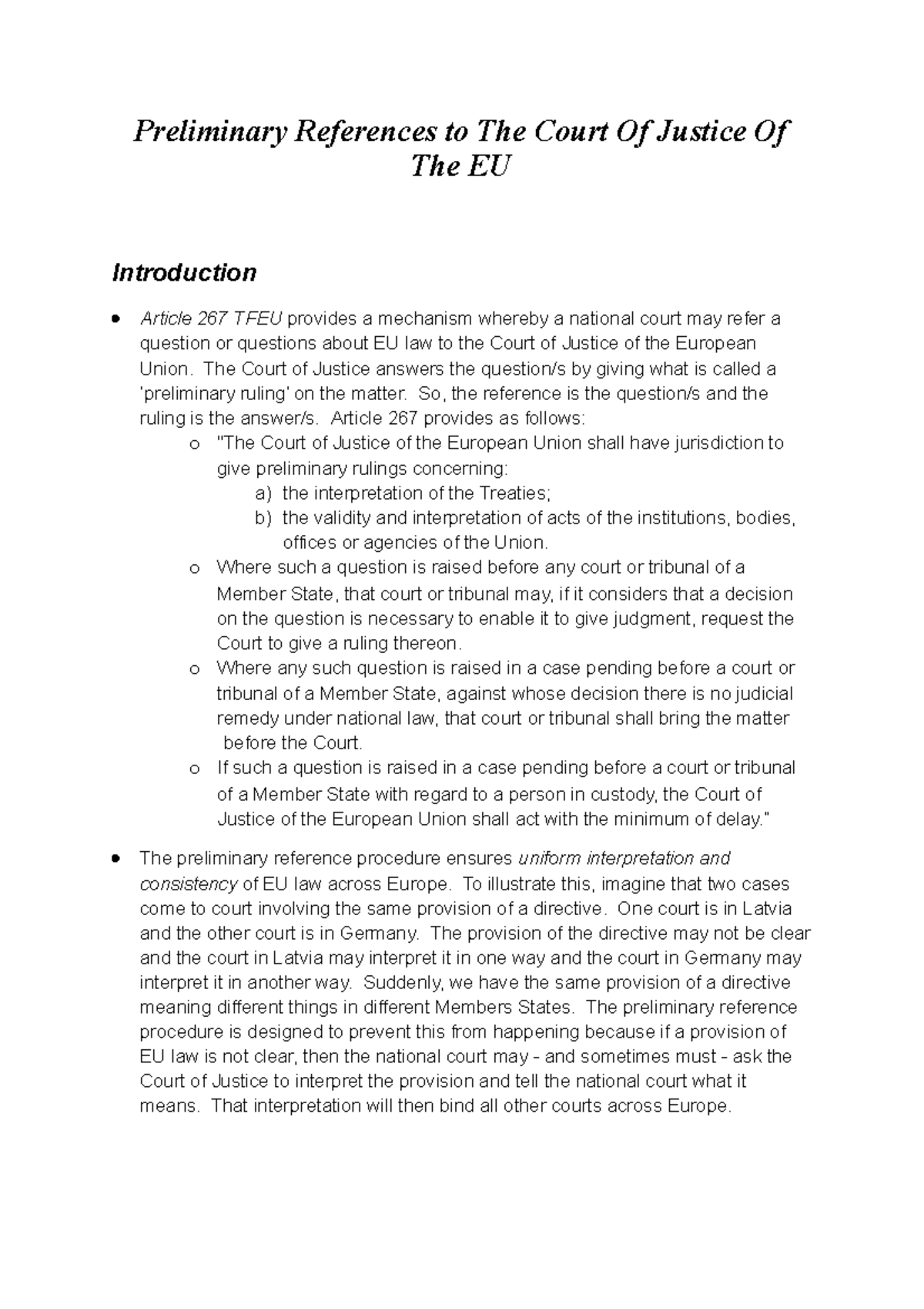 Preliminary References To The Court Of Justice Of The Eu - Preliminary ...