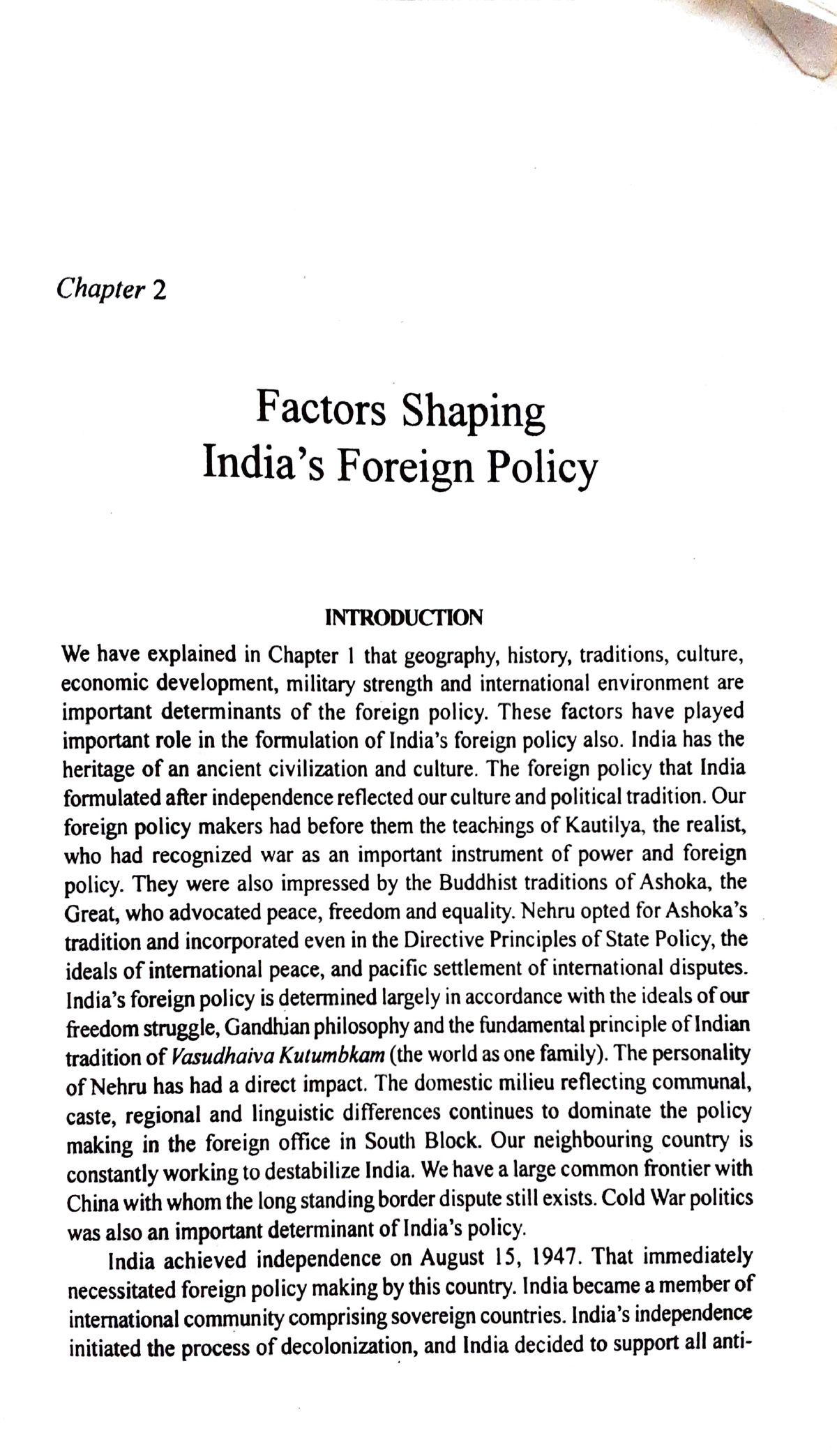 Determinants Of India's Foreign Policy - Chapter 2 Factors Shaping ...