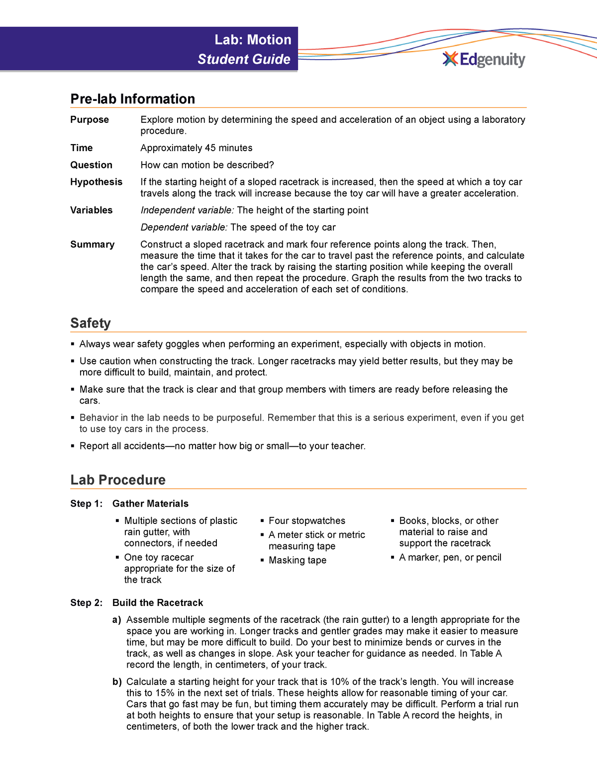 lab motion assignment quizlet