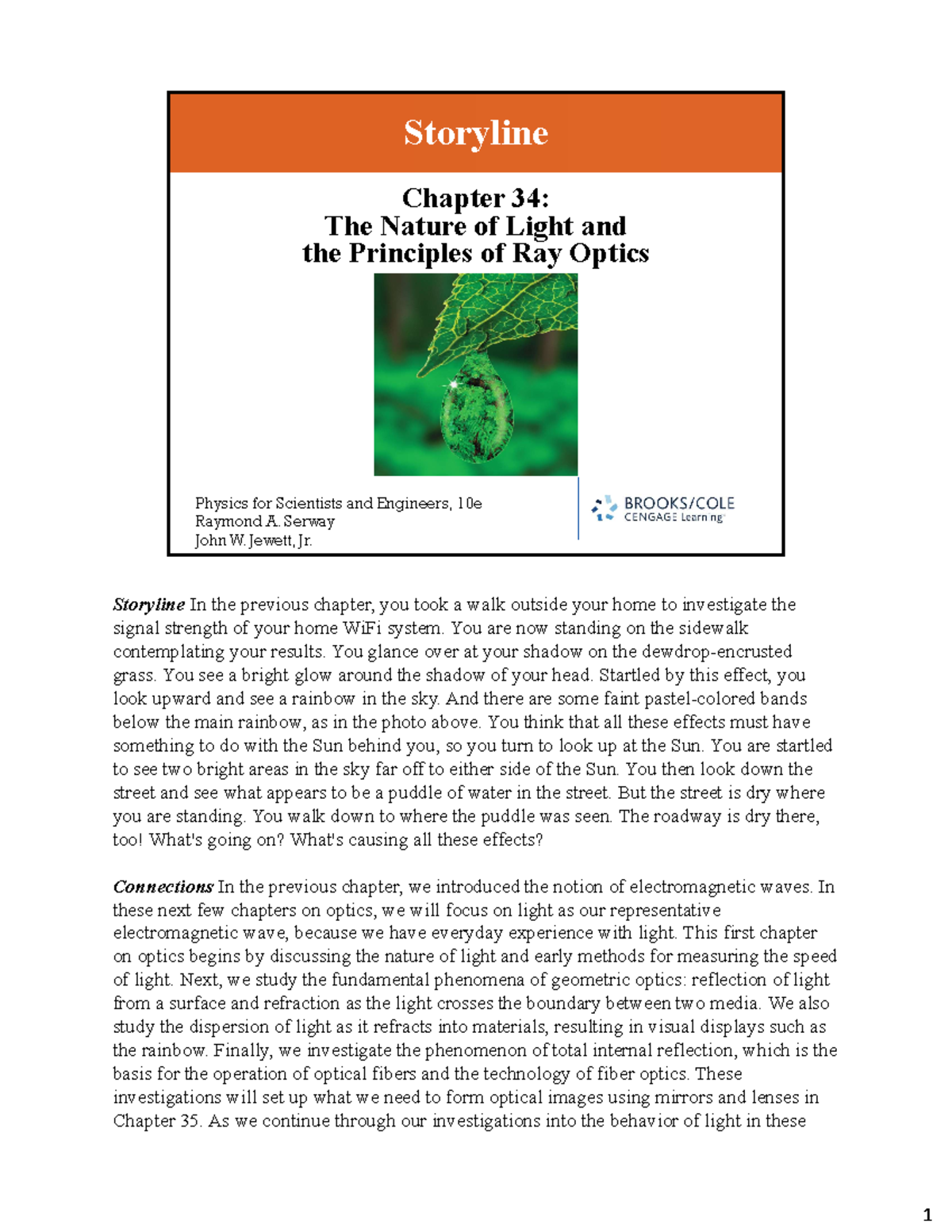 Chapter 34 - lecture notes - Storyline Chapter 34: The Nature of Light ...