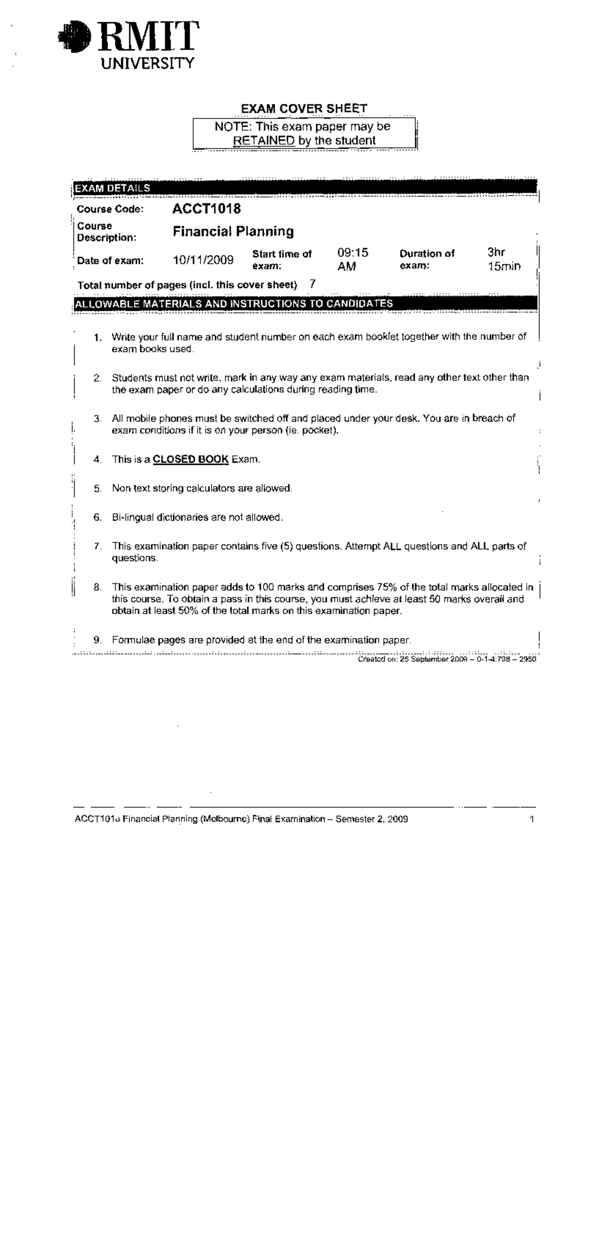 Exam 2009 Questions Acct2171 Studocu Exam 2009 Questions Acct2171 Studocu