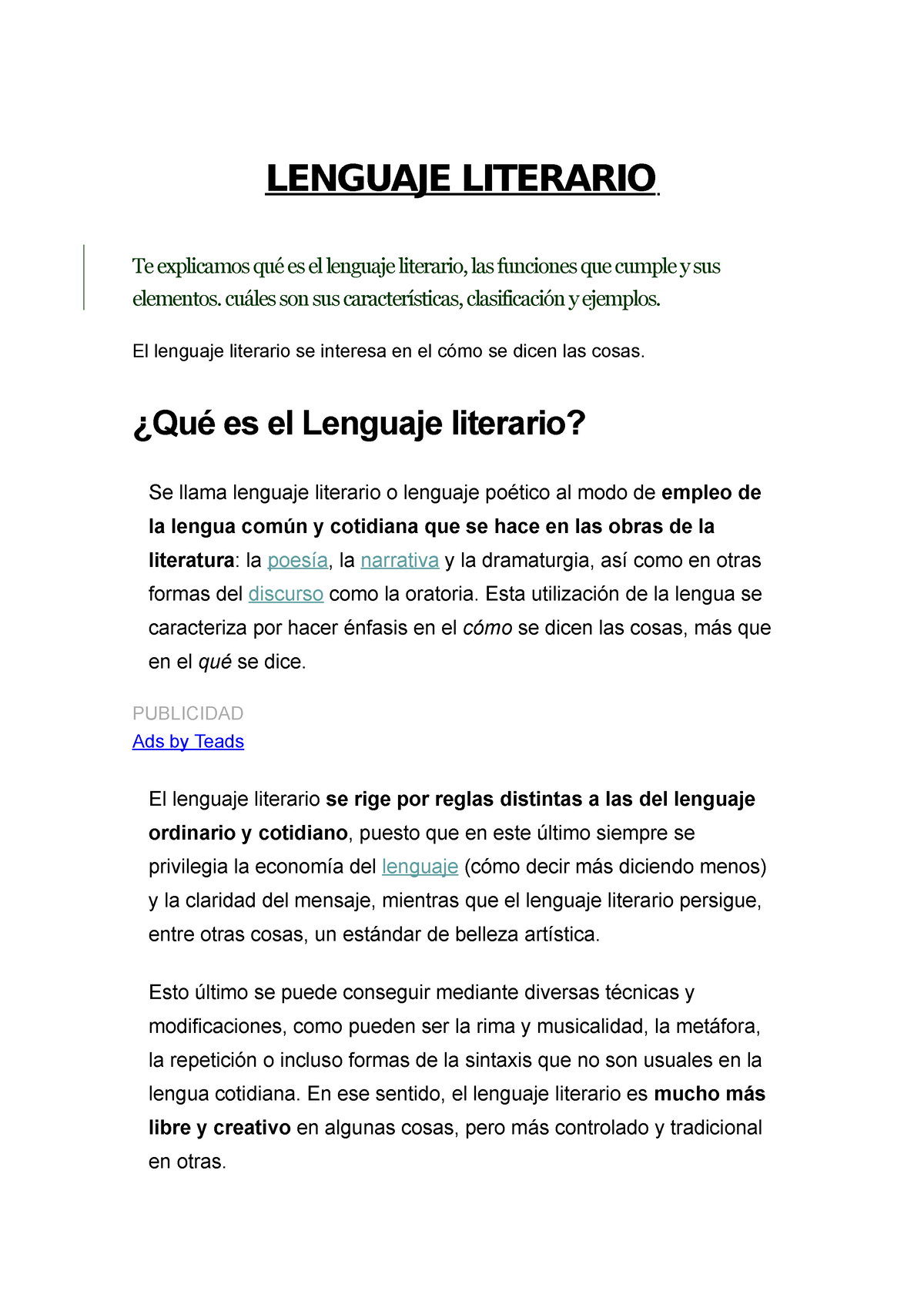 Que Es El Lenguaje Literario 9925