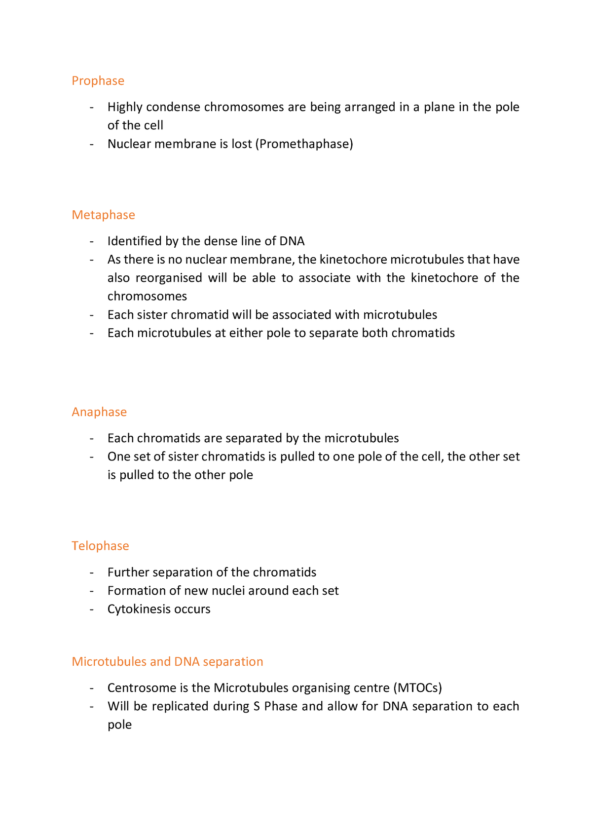 CMB Week 33 mitosis phases - Prophase Highly condense chromosomes are ...