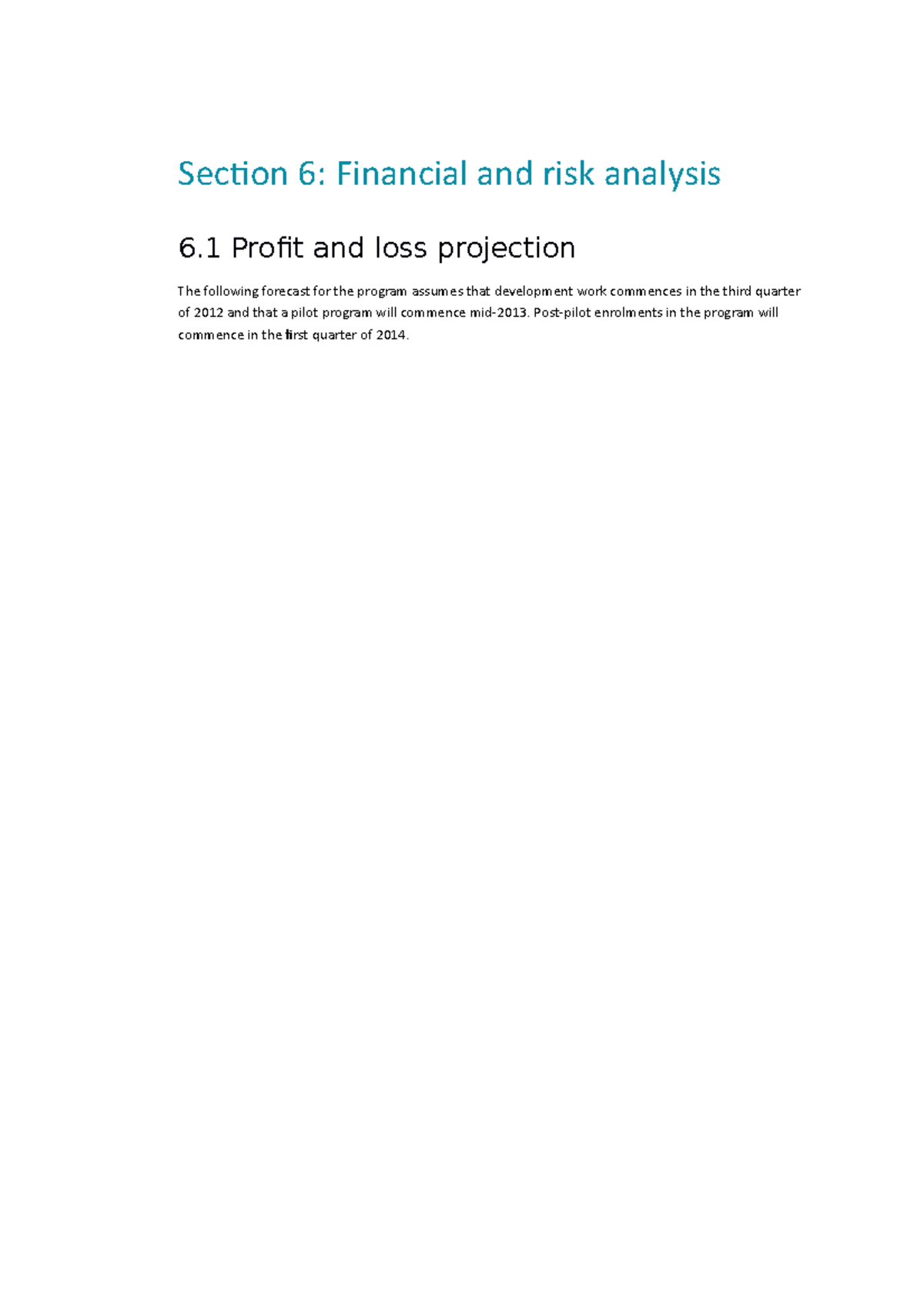 Financial And Risk Analysis Example - Section 6: Financial And Risk ...