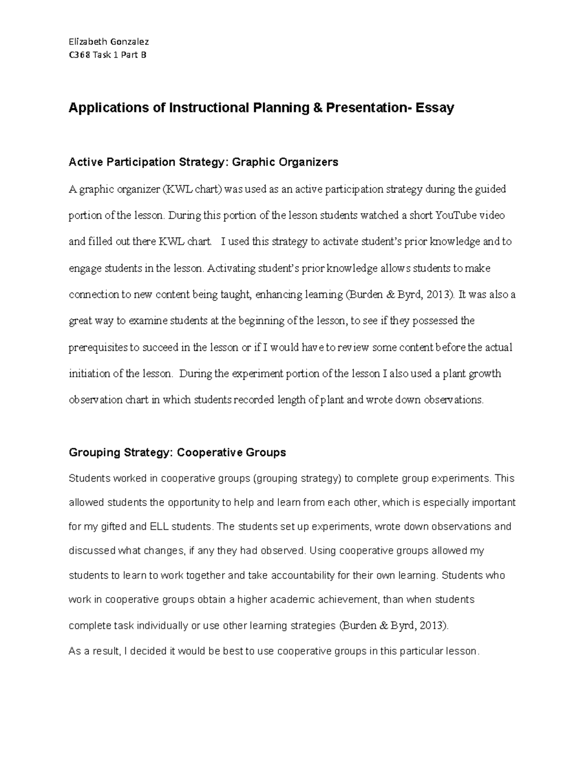 Task 1 Part B - Task 1 Performance Assessment - Elizabeth Gonzalez C368 ...