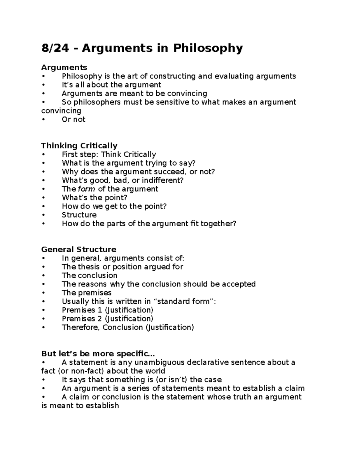 Understanding Arguments in Philosophy - Studocu