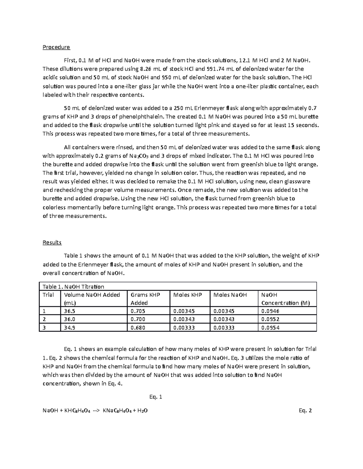AcidBase Lab Acidbase lab report. The goal was to created 0.1 M