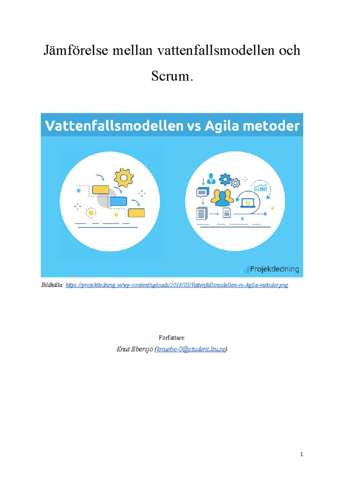 Jämförelse mellan vattenfallsmodellen och Scrum - Bildkälla: - StuDocu