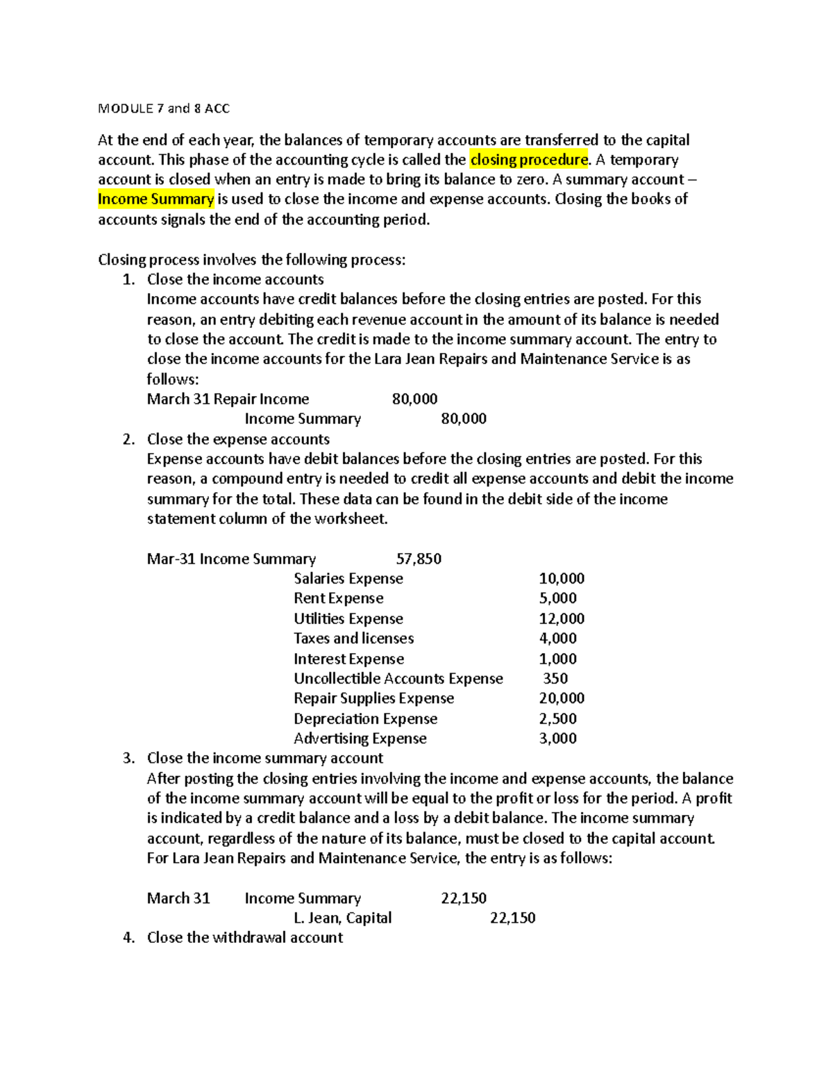 Module 7 and 8 ACC REVIEWER NOTES FOR STUDENTS - MODULE 7 and 8 ACC At ...