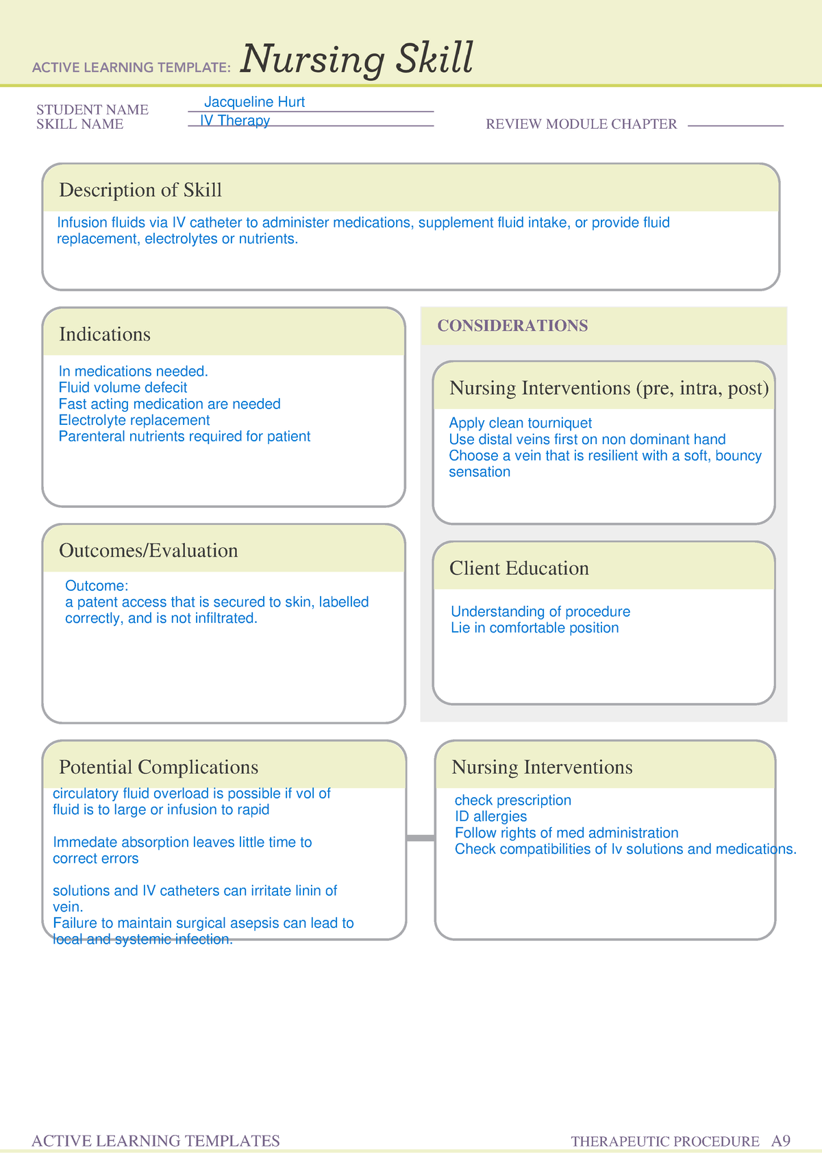 Nursing Skill IV therapy - NR-324 - STUDENT NAME SKILL NAME REVIEW ...