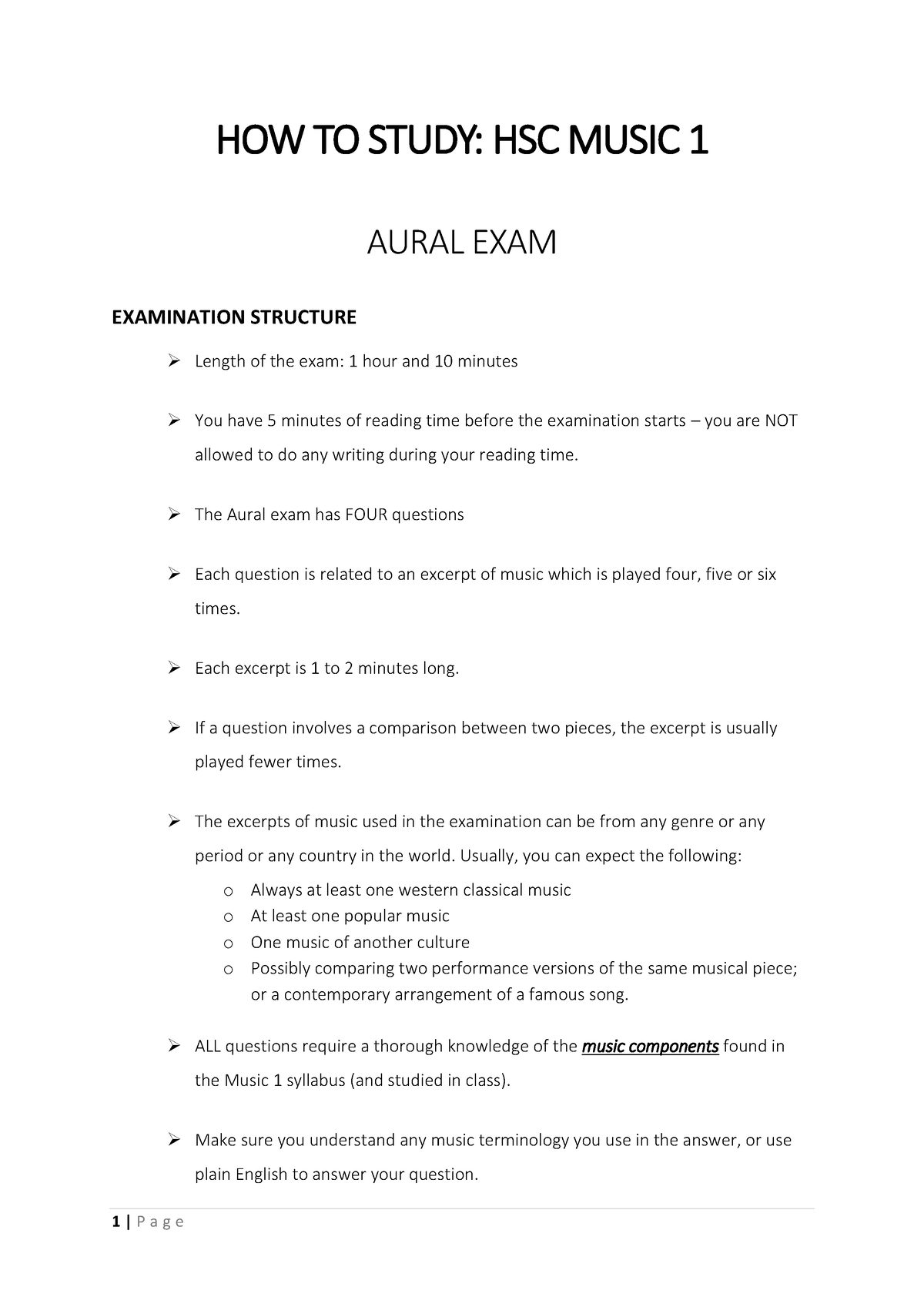 Music 1 Aural Exam - HOW TO STUDY: HSC MUSIC 1 AURAL EXAM ...