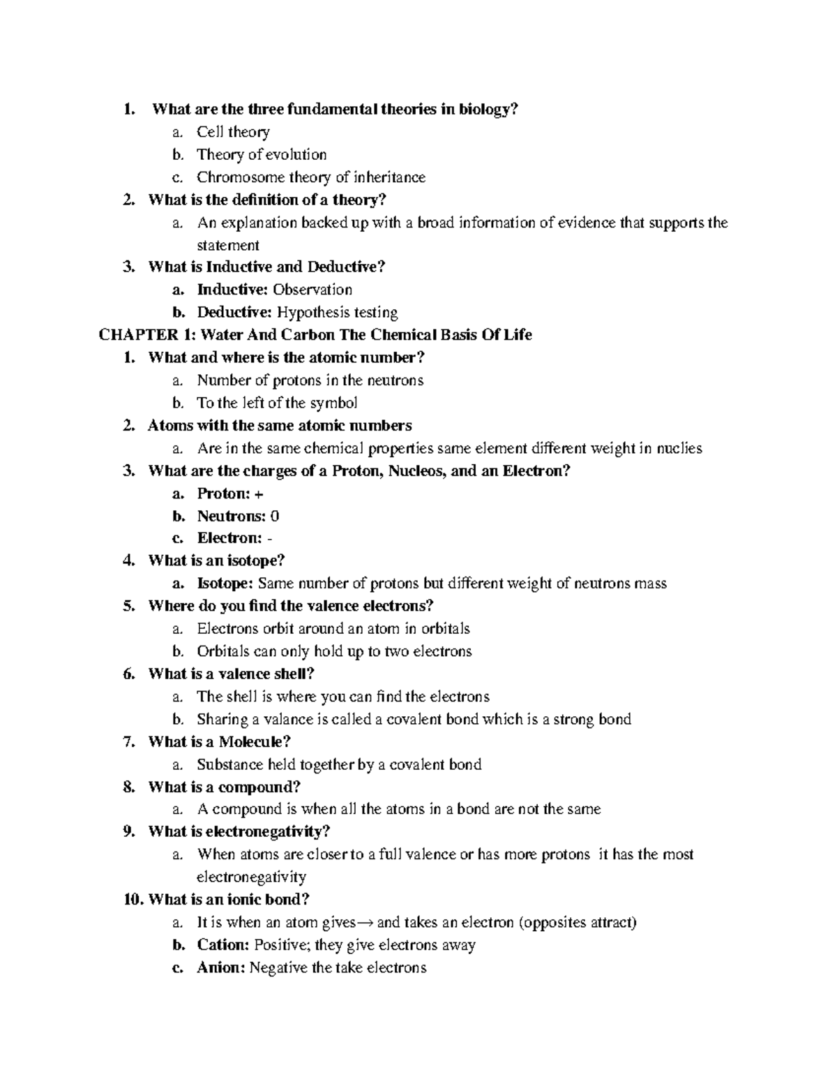 BIO 211 Semester Notes and Questions - 1. What are the three ...