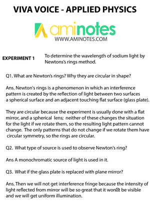 DETERMINATION OF WAVELENGTH OF LIGHT BY NEWTON'S RING APPARATUS