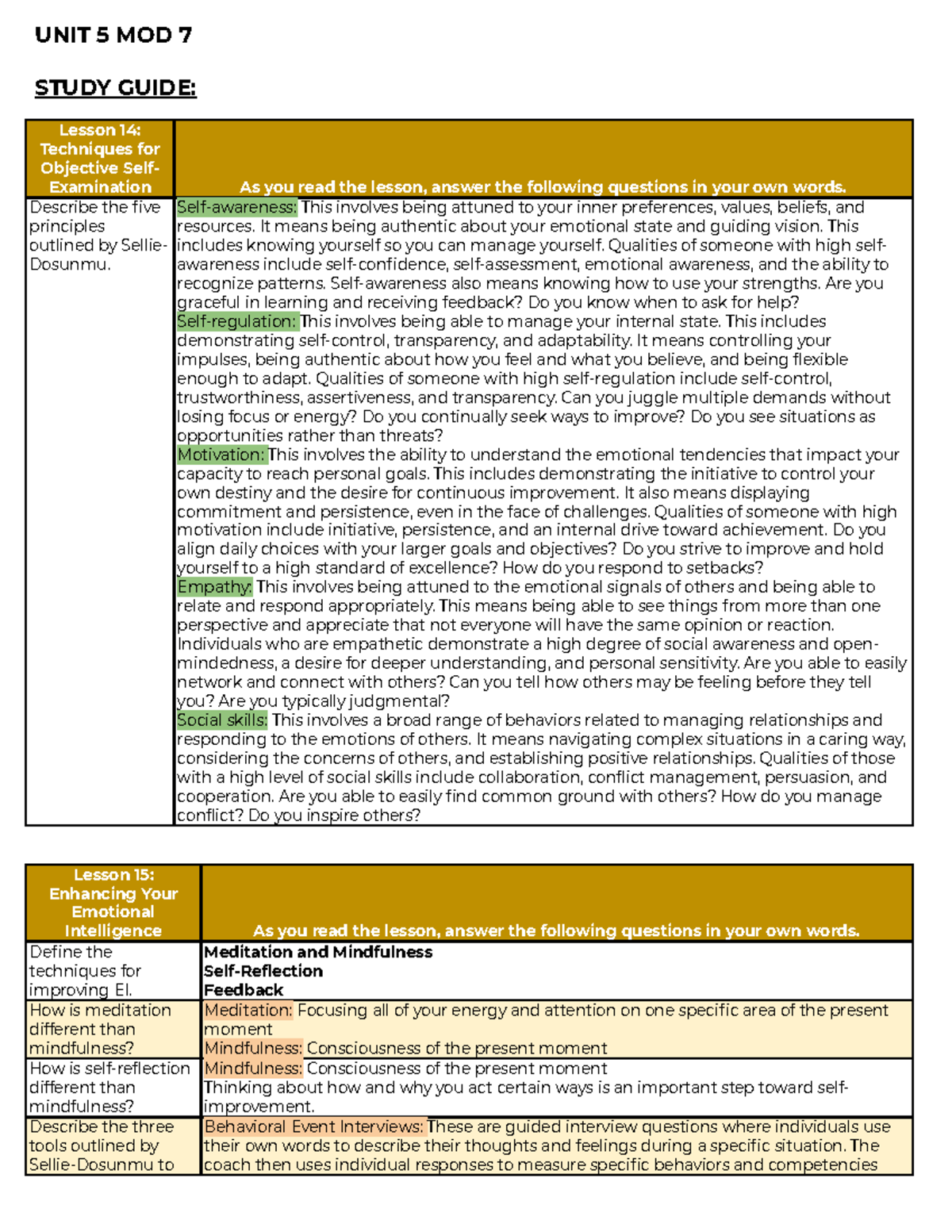 Notes UNIT 5 MOD 7 - n/a - UNIT 5 MOD 7 STUDY GUIDE: Lesson 14 ...